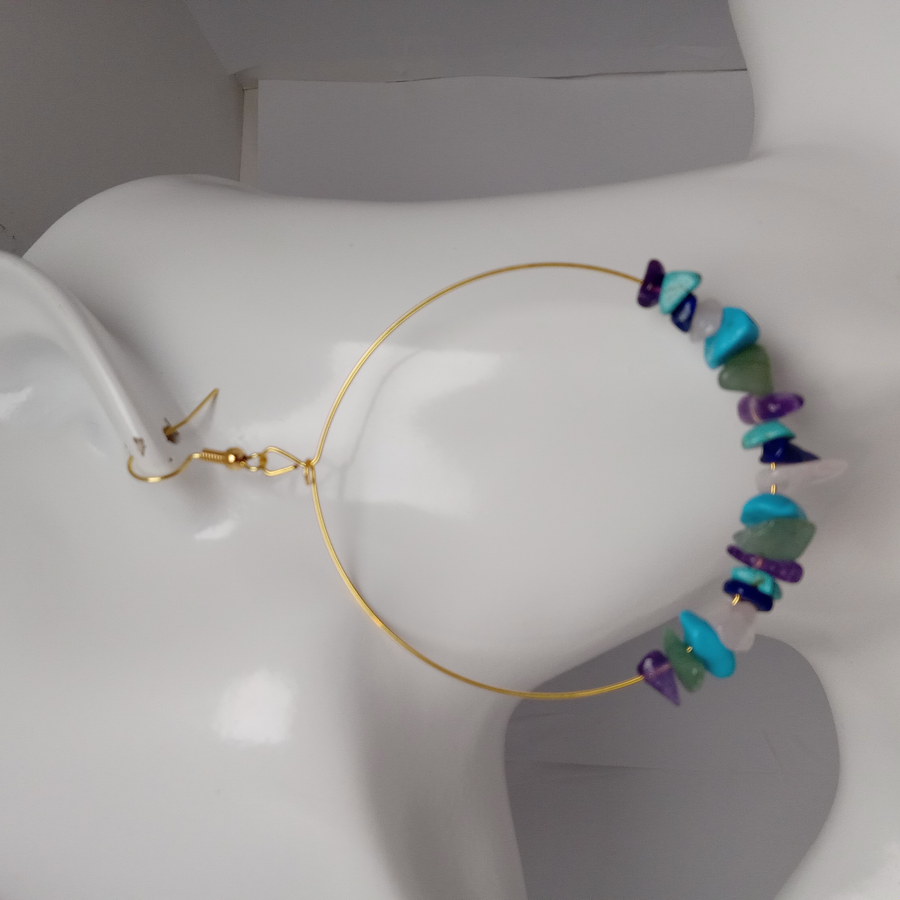 Colorful Gemstone Hoop Earrings