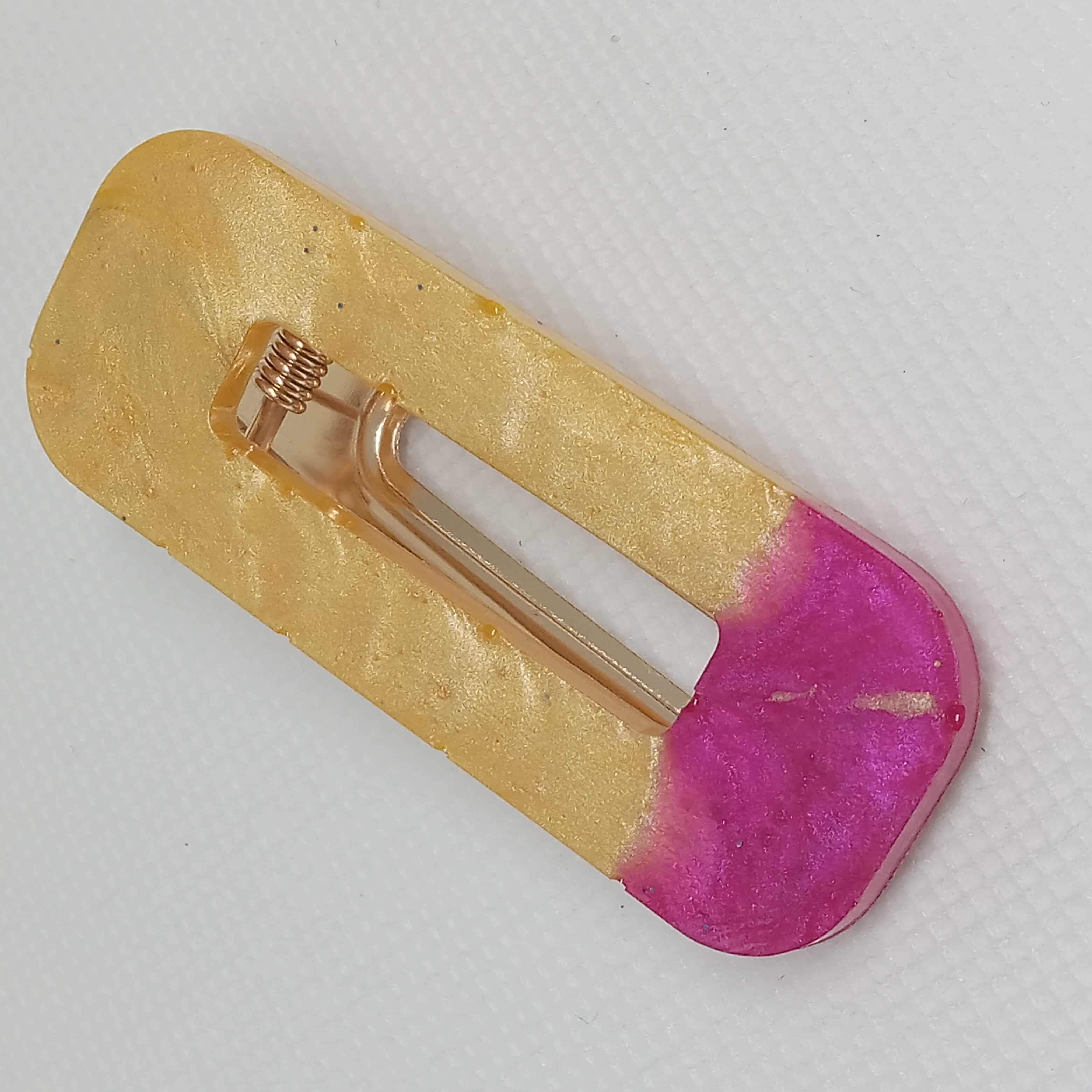 Gold & Pink Resin Hair Clip
