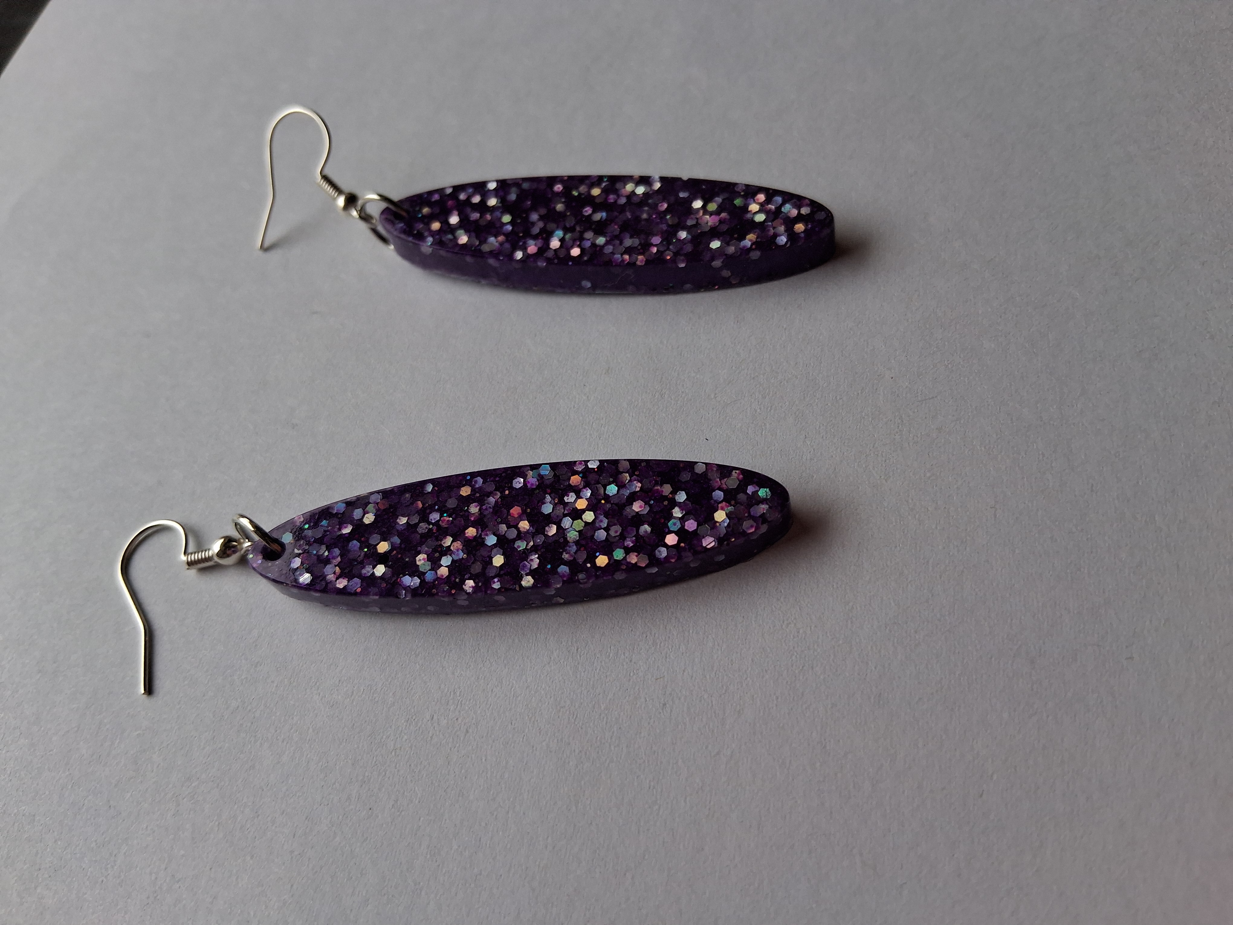 Purple Glitter Drop Earrings