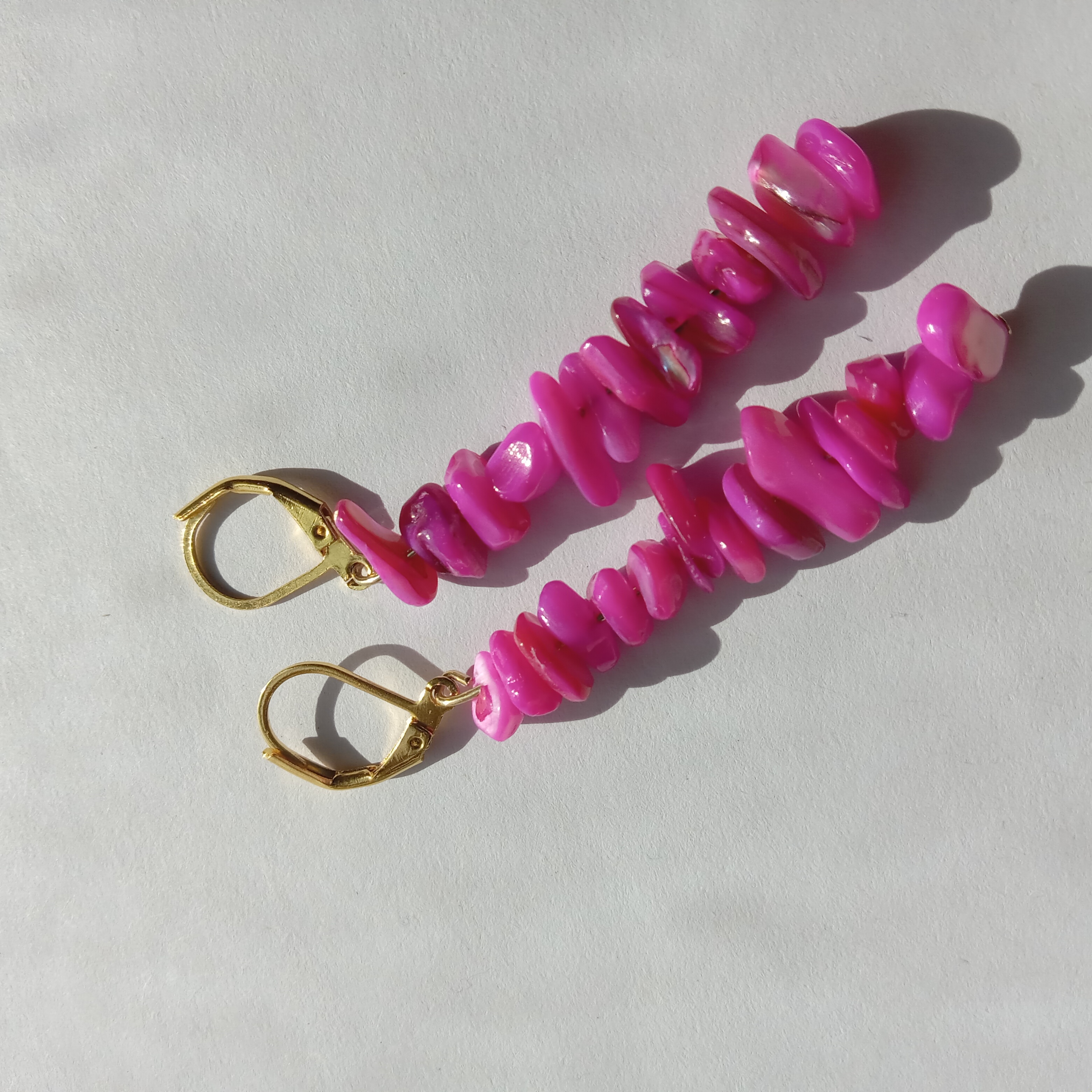 Pink Shell Dangle Earrings