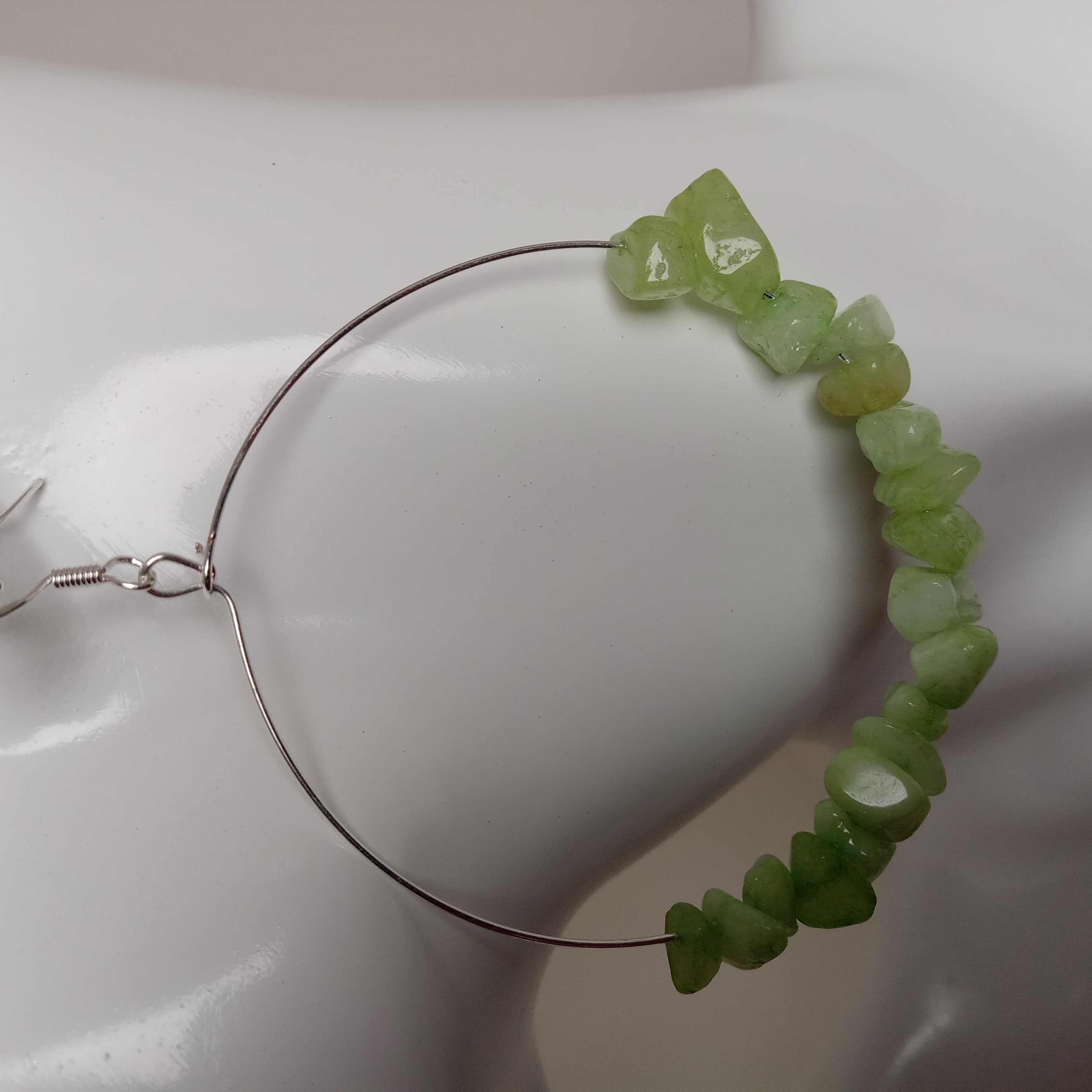 Green Dyed Gemstone Hoop Earrings