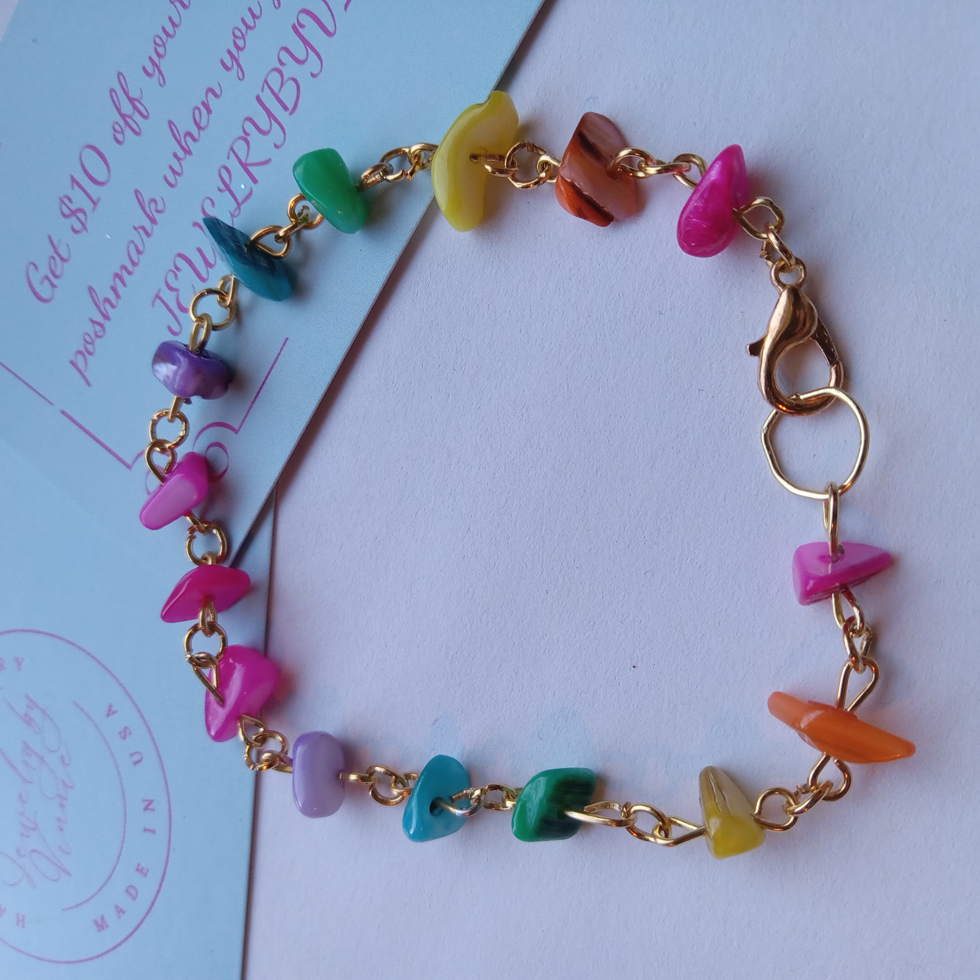 Rainbow Gemstone Chain Bracelet
