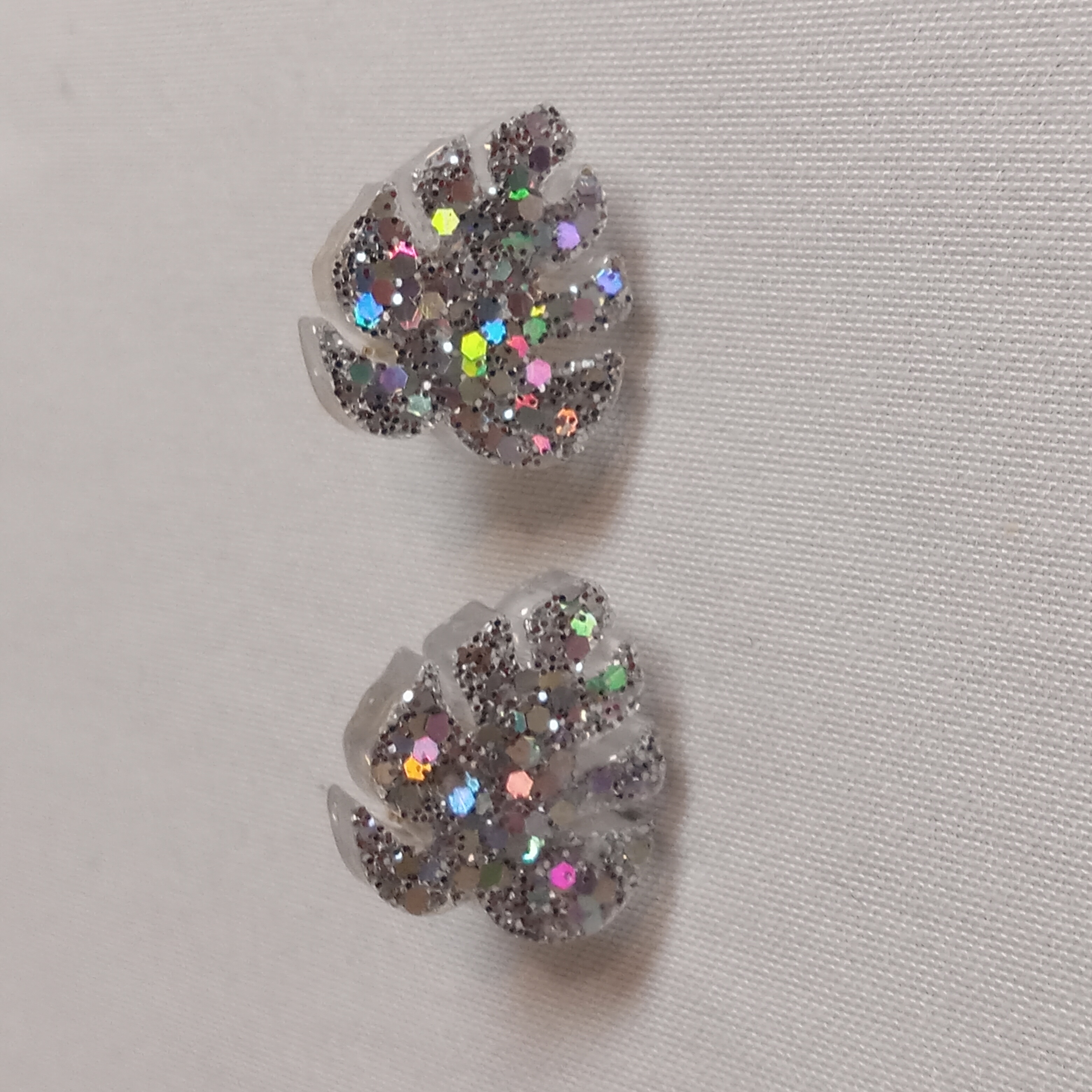 Glitter Monstera Leaf Earrings