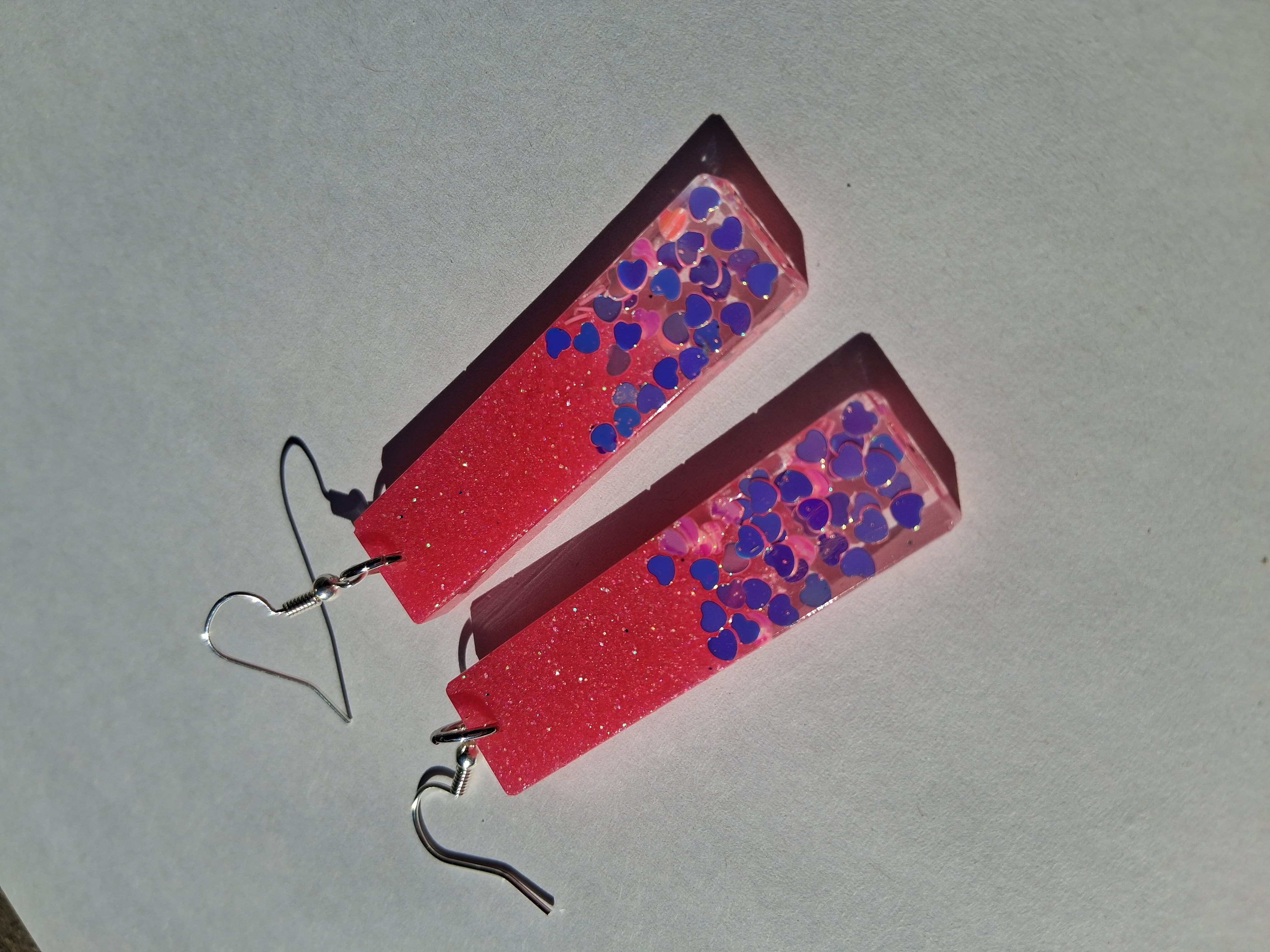 Pink Glitter Rectangle Earrings