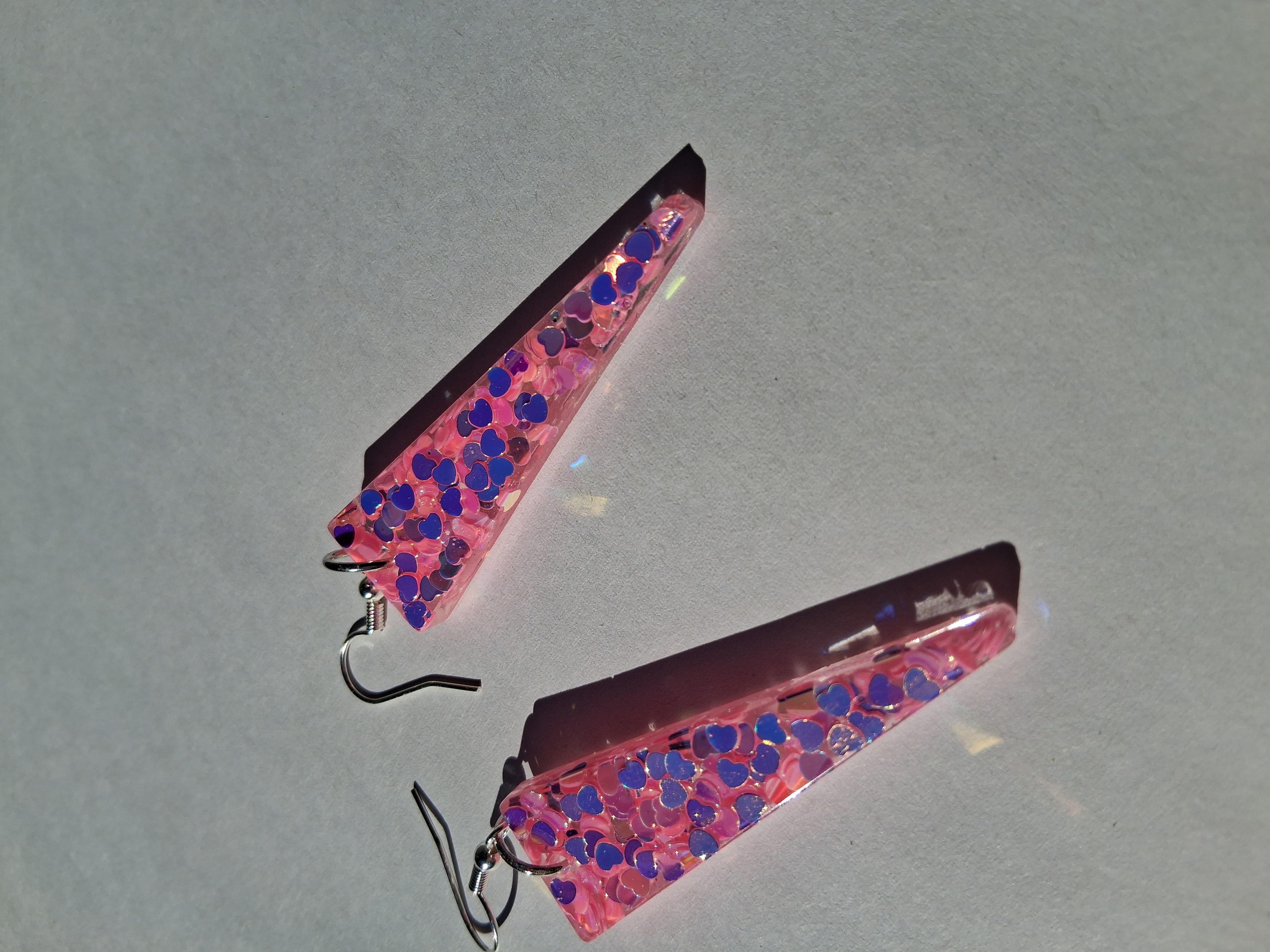 Pink Glitter Resin Earrings