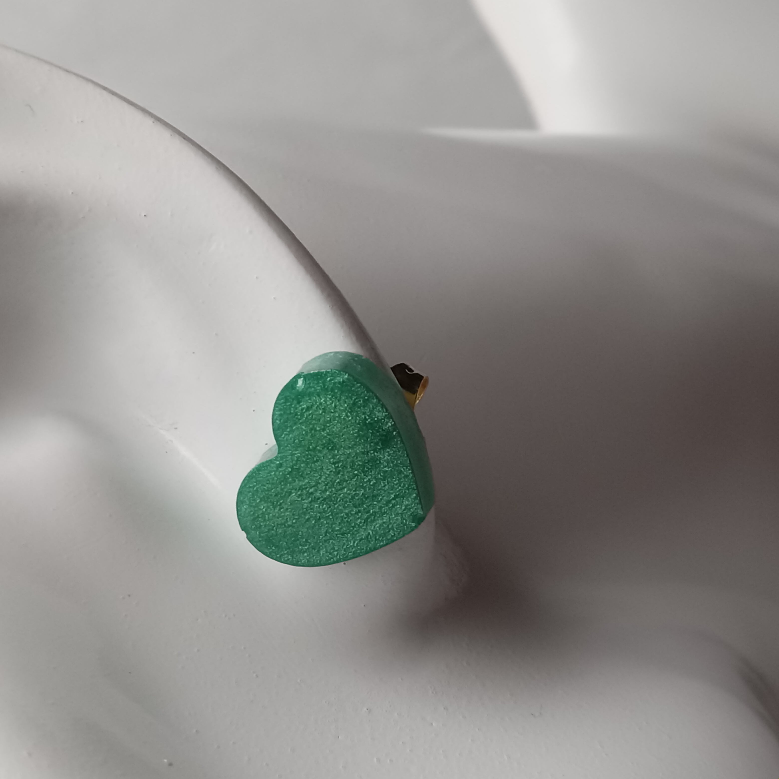 Green Heart Stud Earrings