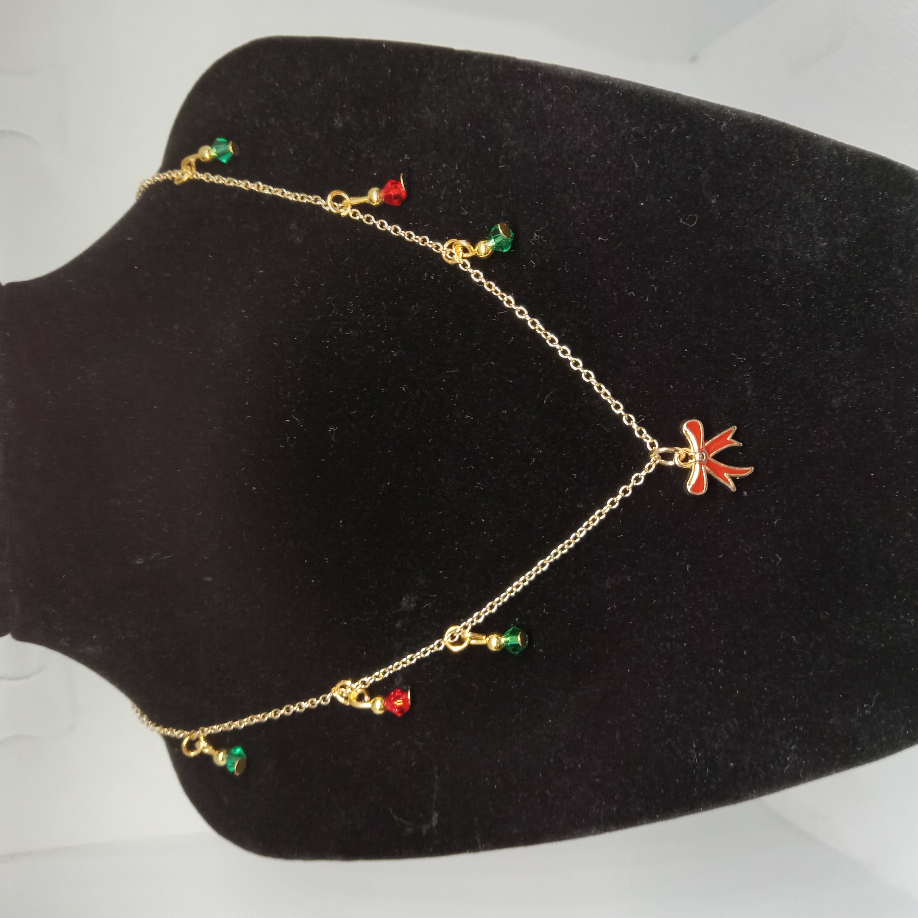 Enamel Bow Charm Necklace