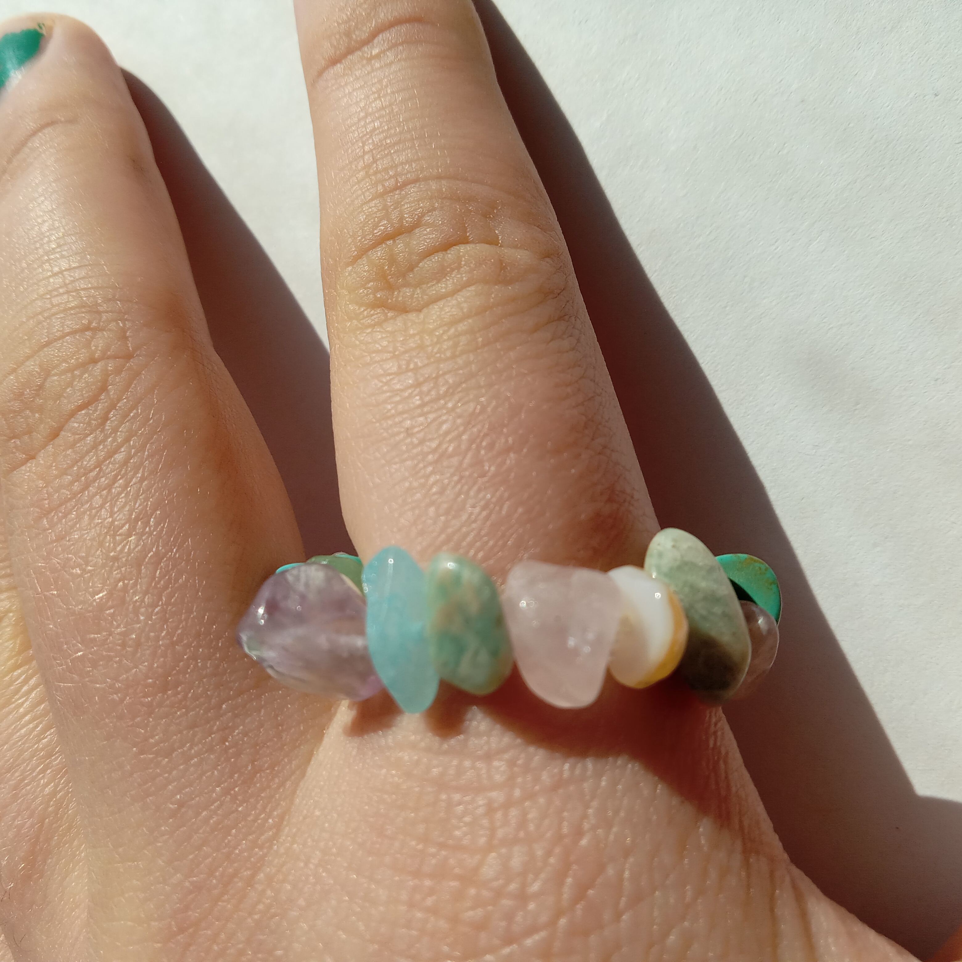 Natural Gemstone Bead Ring