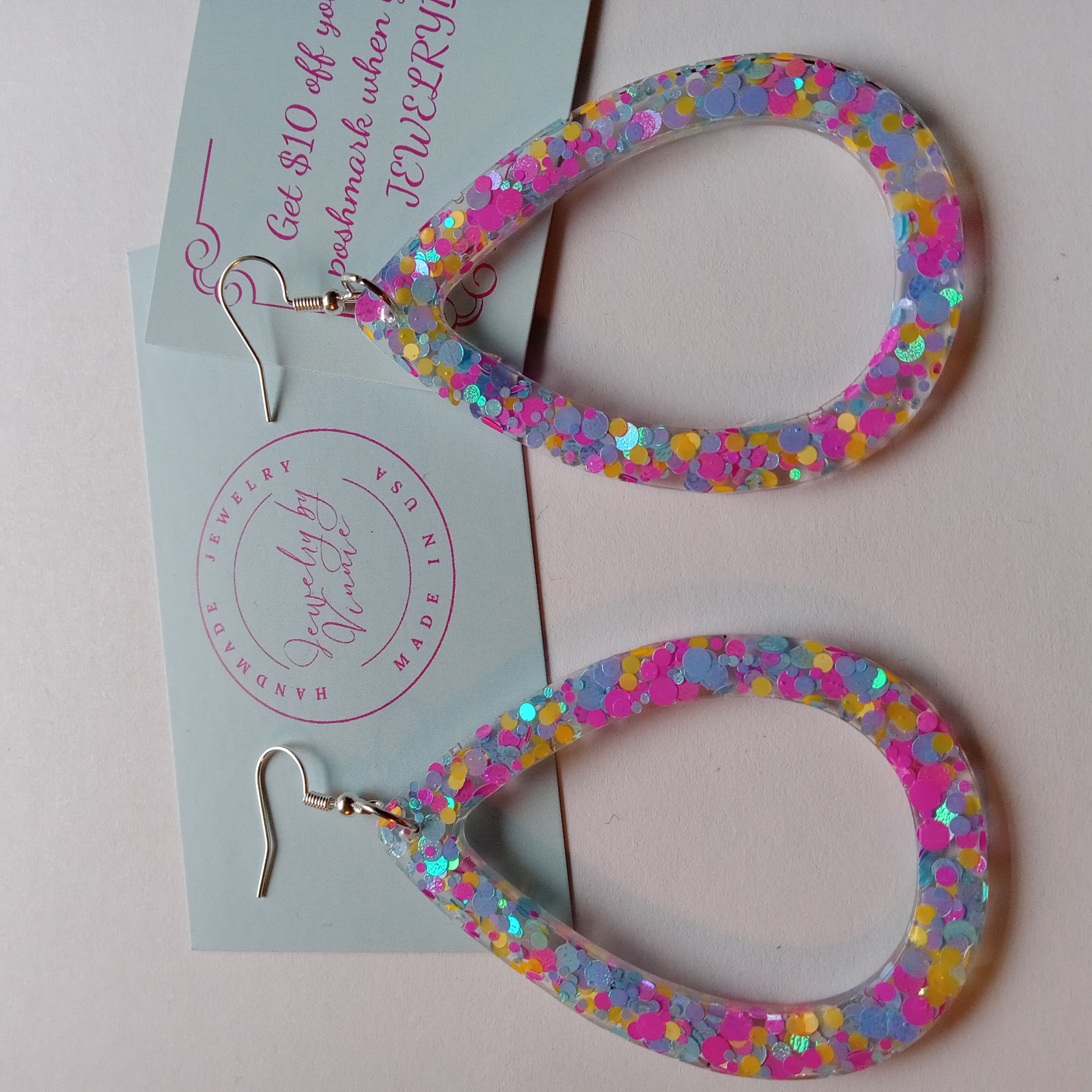 Colorful Glitter Resin Teardrop Earrings