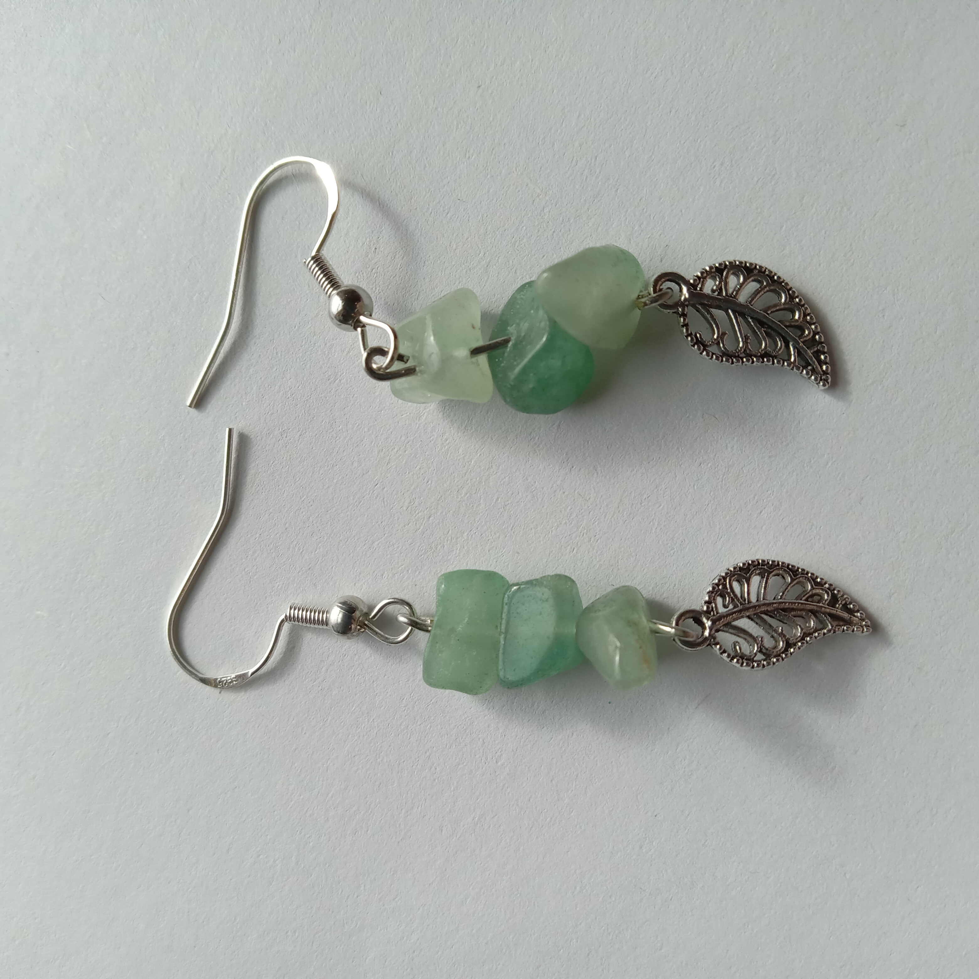 Green Aventurine Leaf Earrings