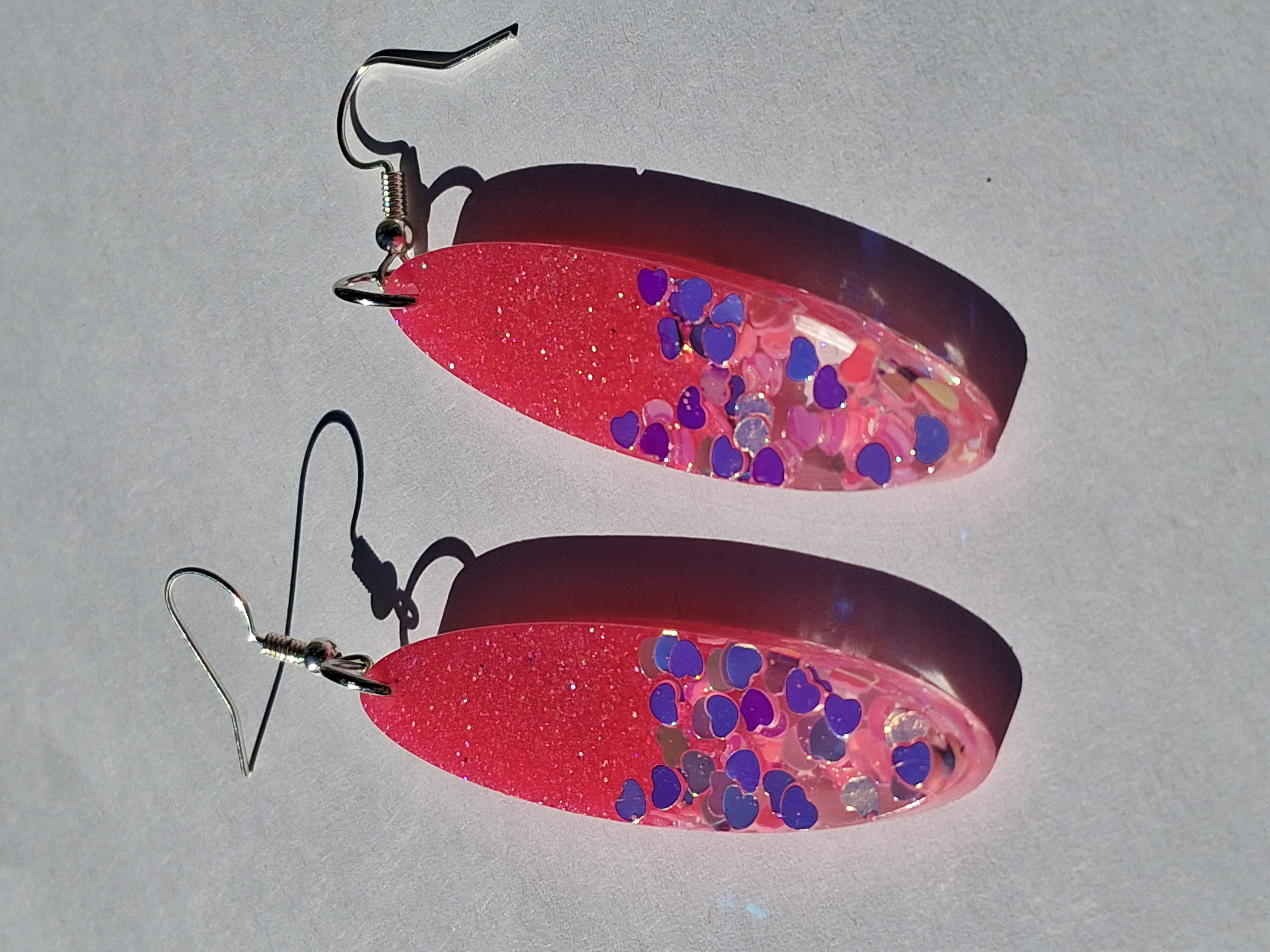 Pink Resin Glitter Earrings
