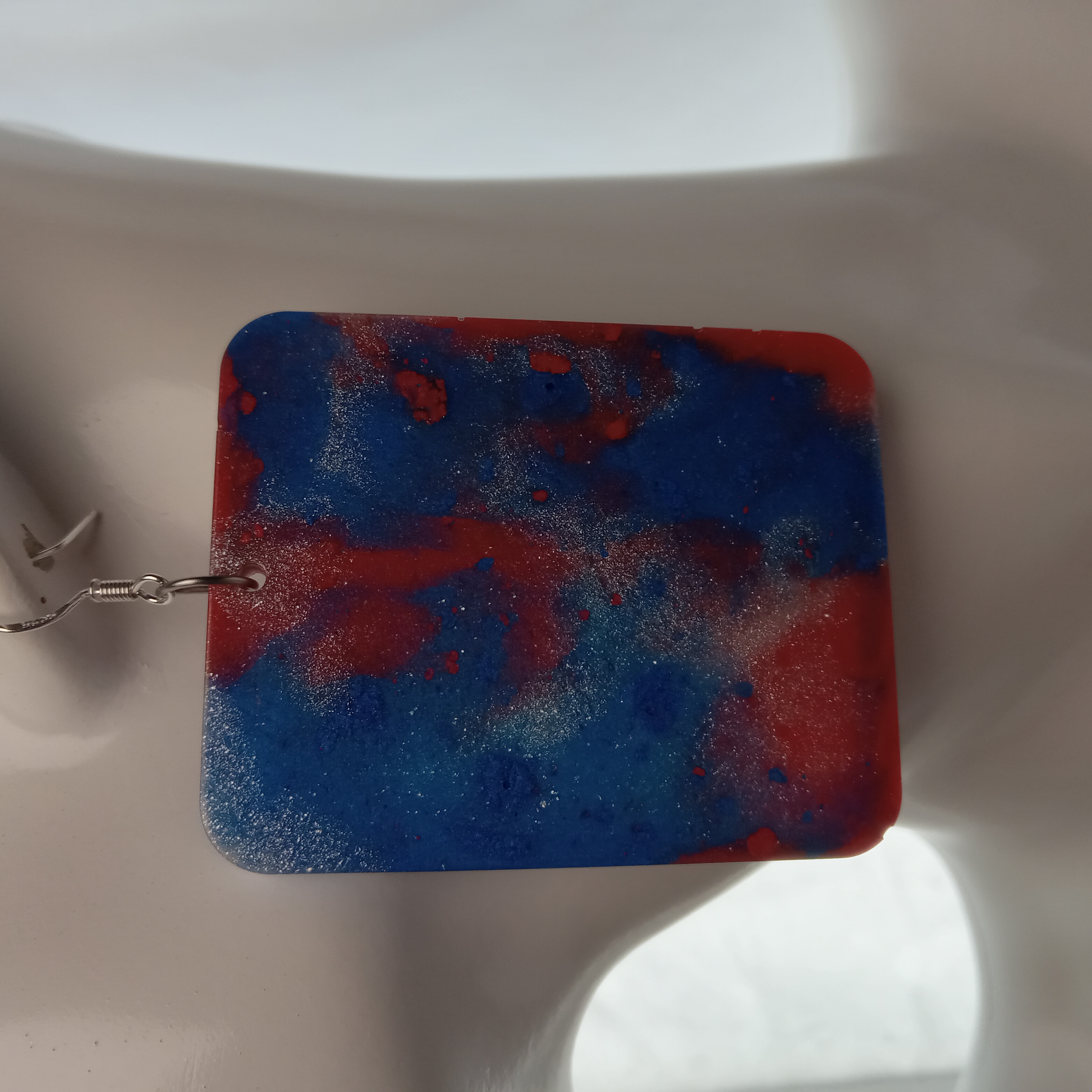 Abstract Red & Blue Resin Earrings