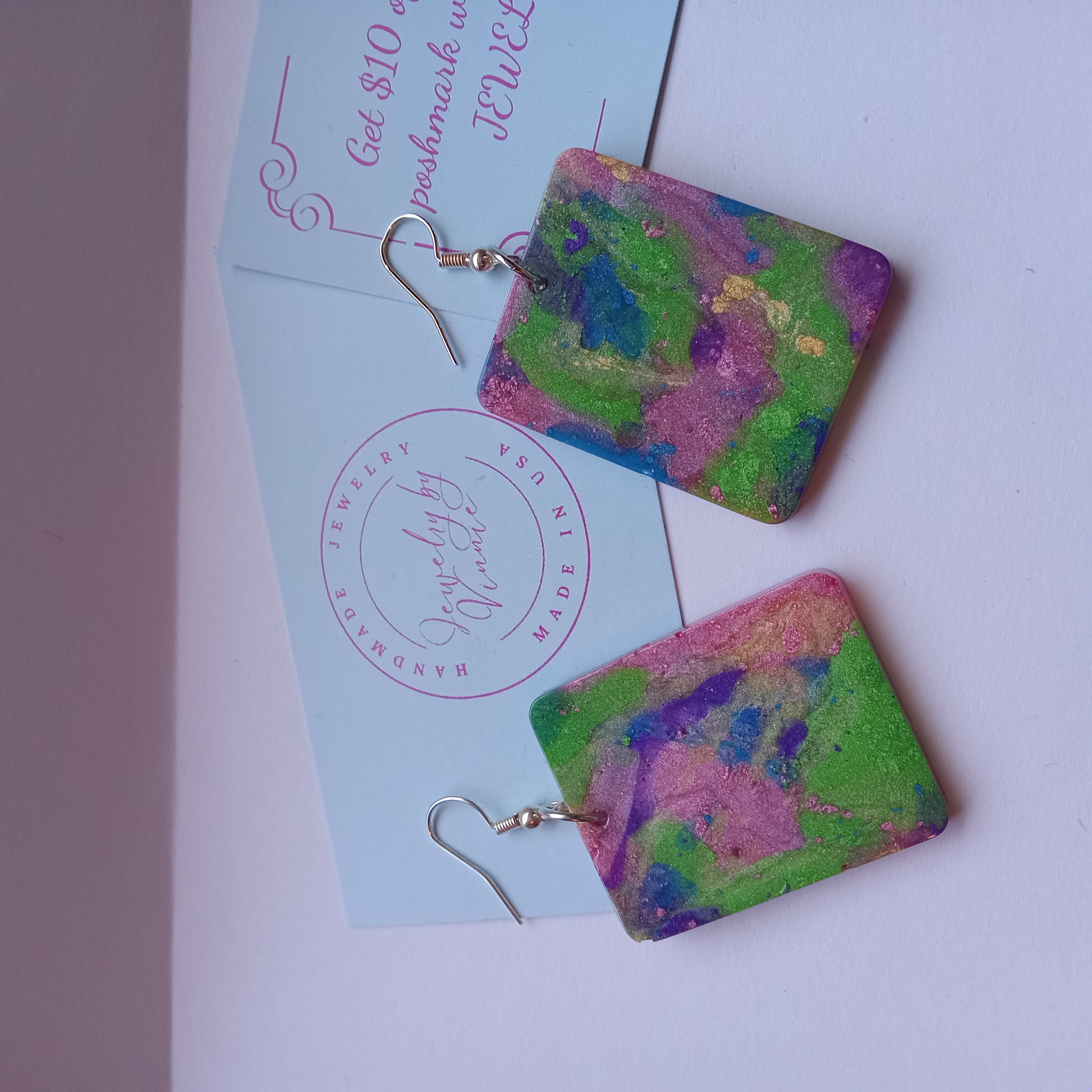 Colorful Abstract Rectangle Earrings
