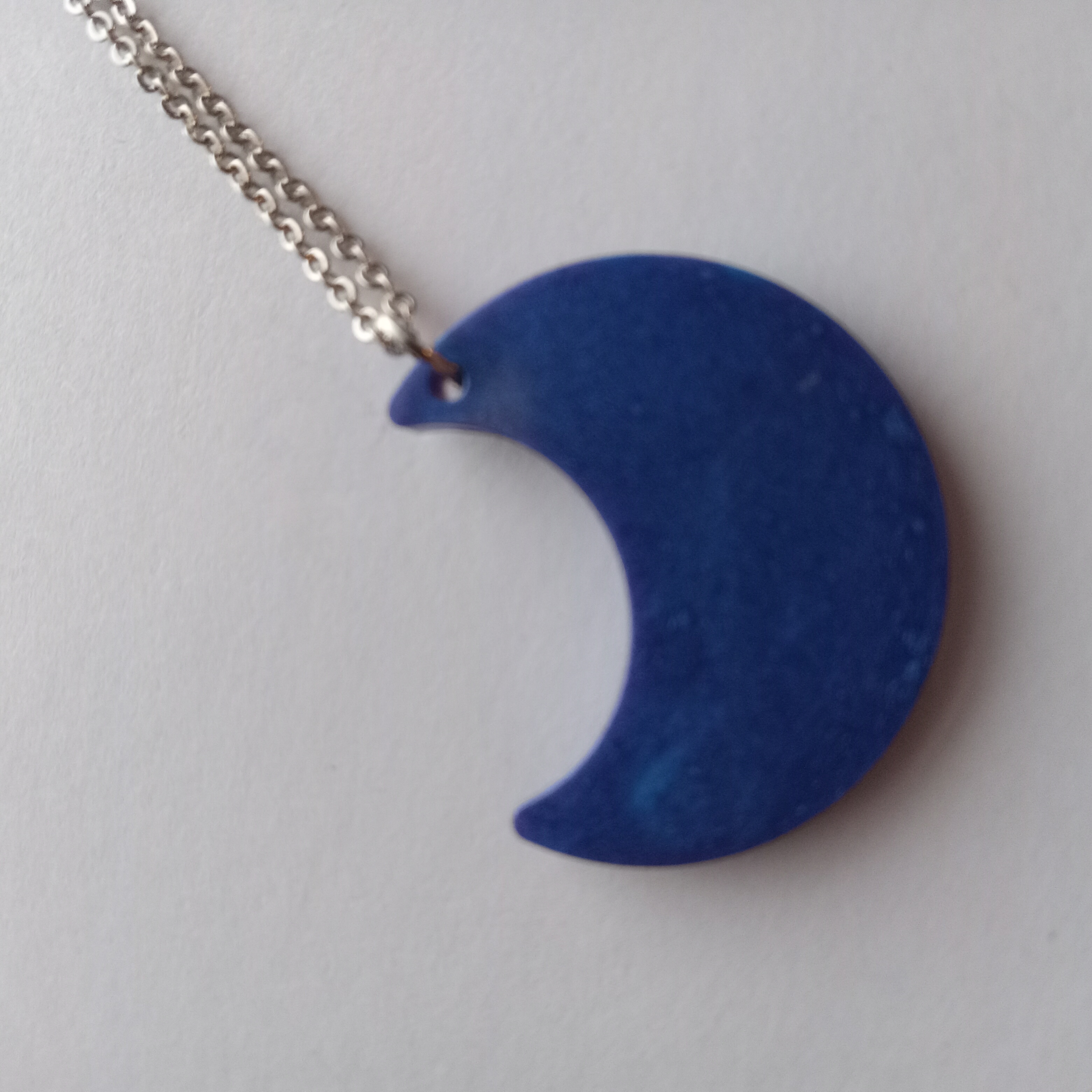 Blue Crescent Moon Necklace