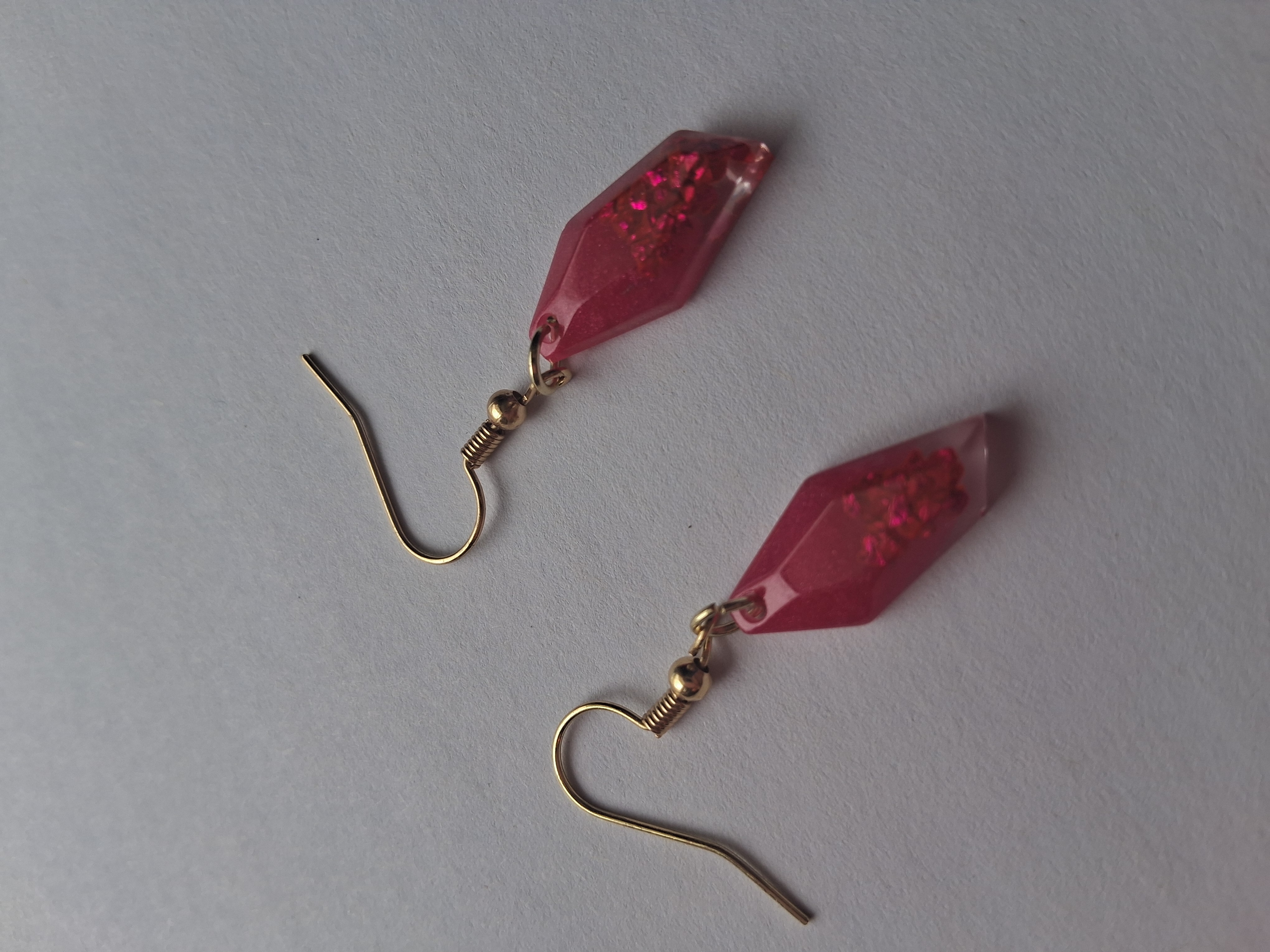 Pink Resin Geometric Earrings