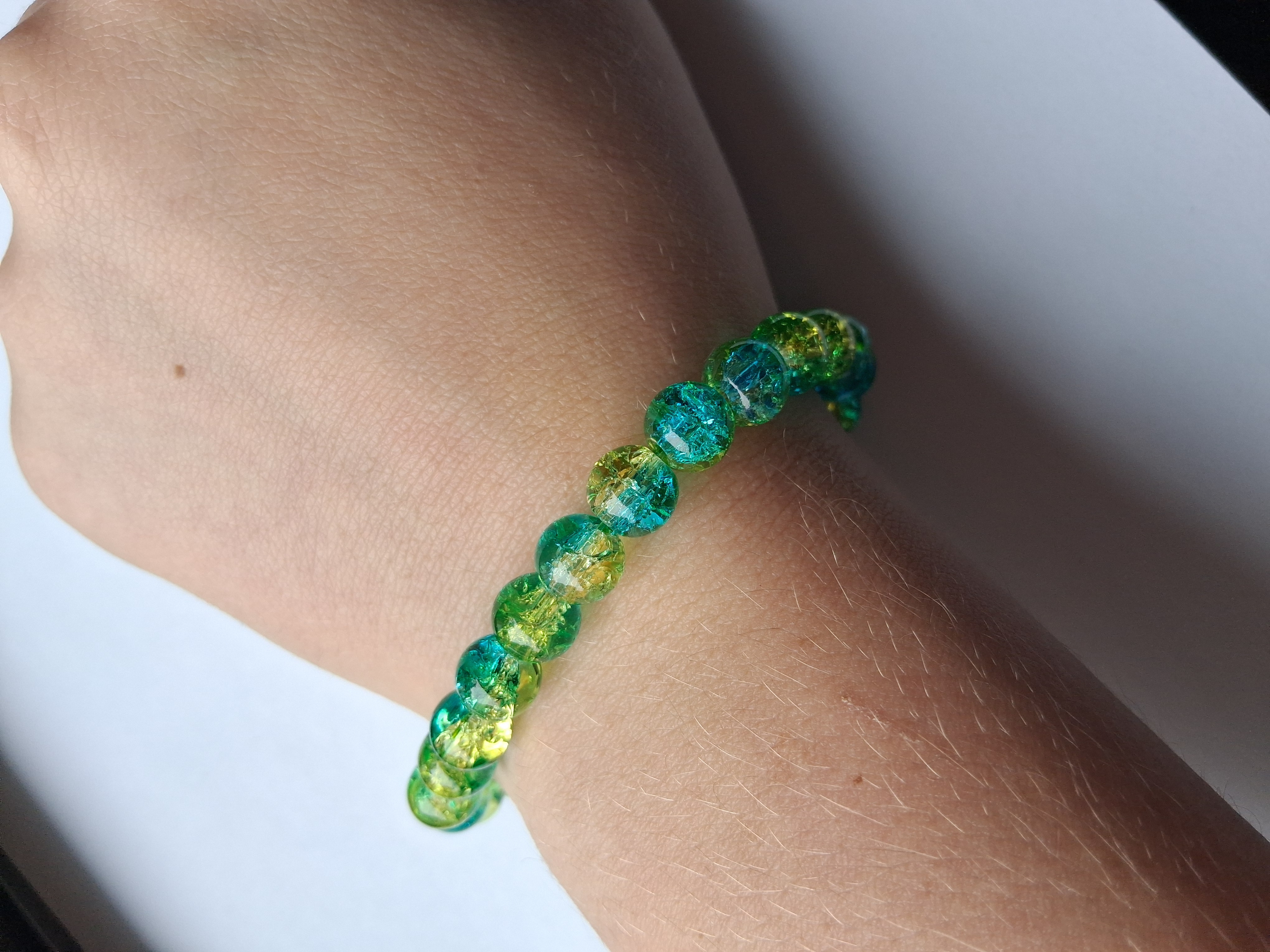 Blue-Green Glass Bead Bracelet