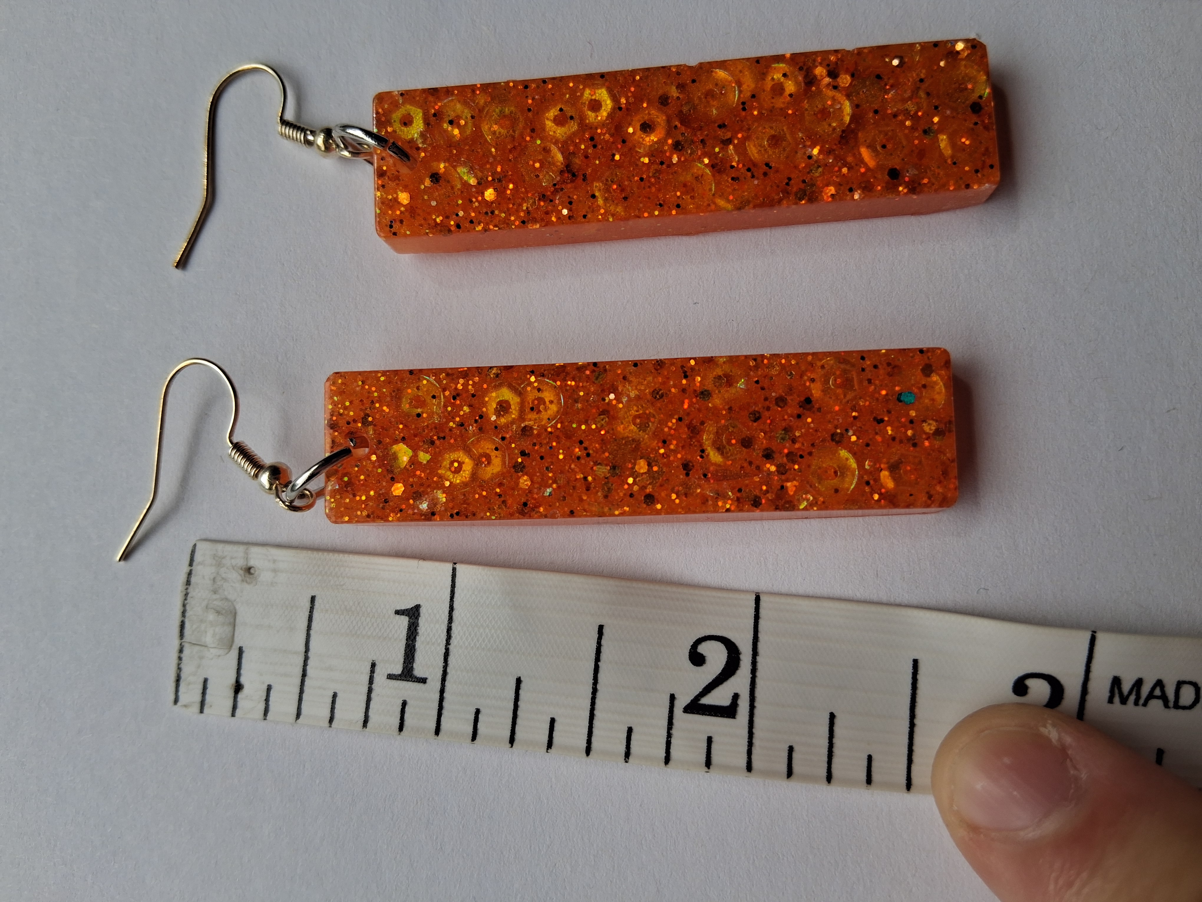 Orange Glitter Resin Earrings