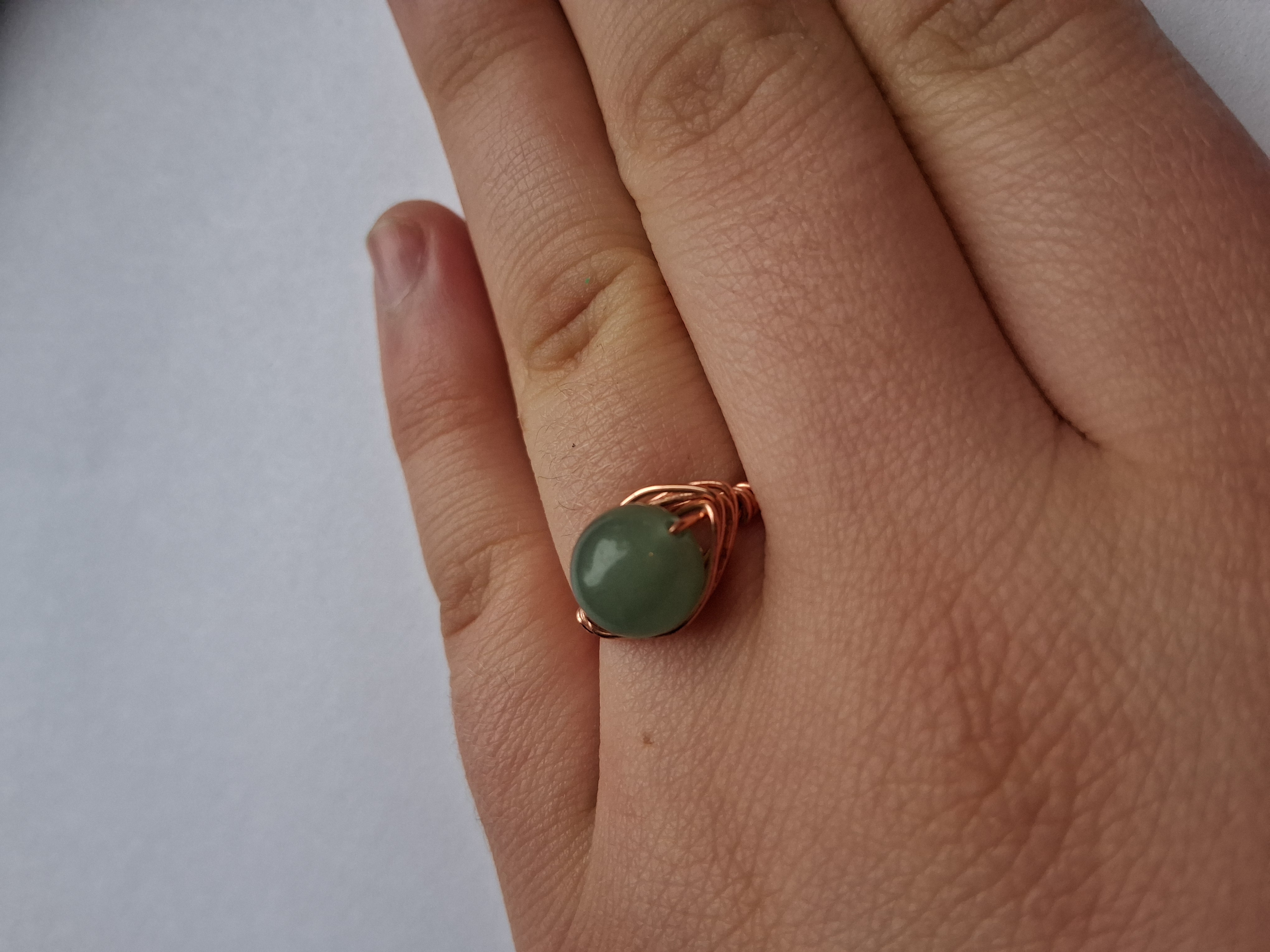 Green Aventurine Wire Wrapped Ring Sz 7.5