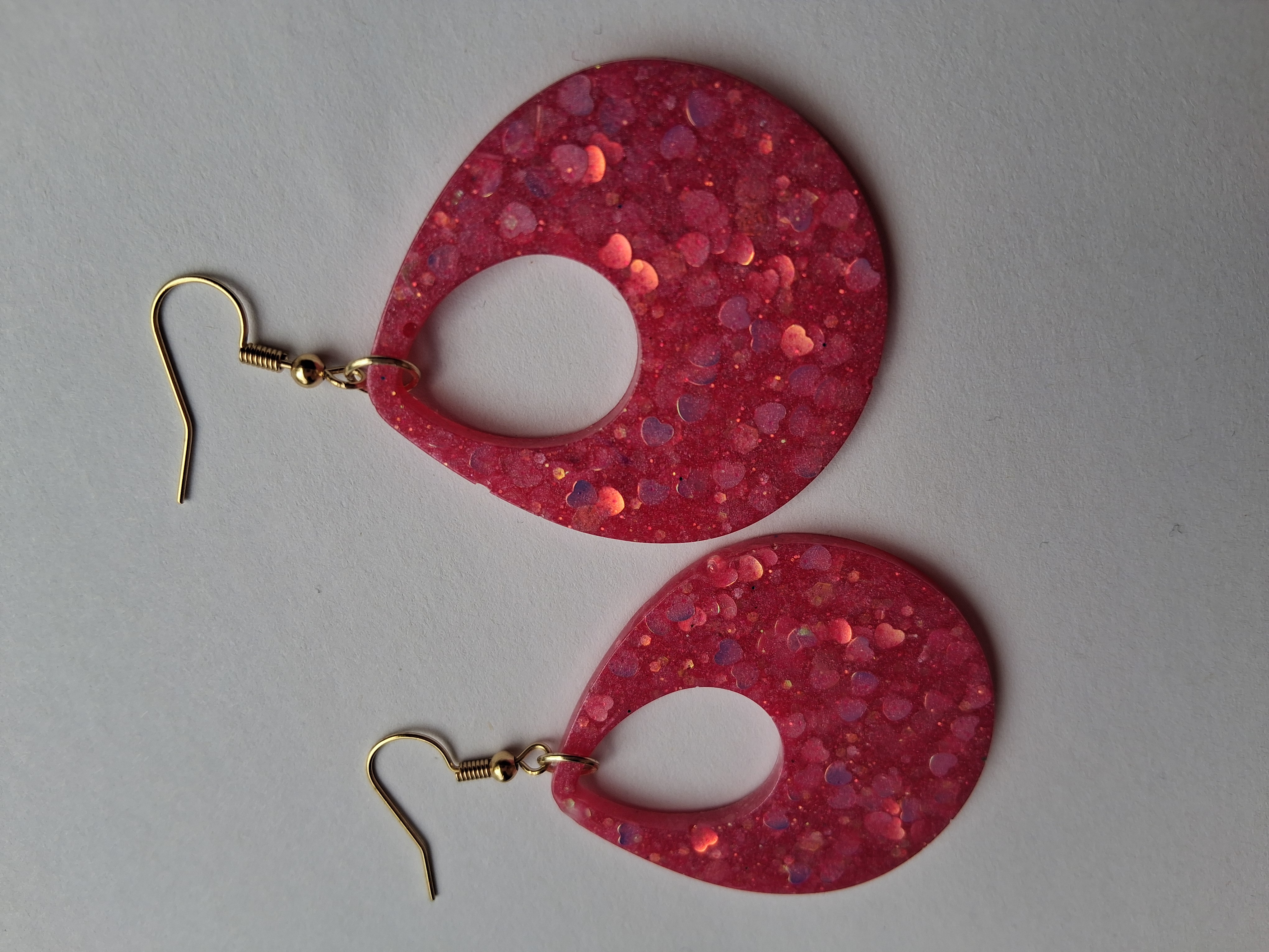 Pink Glitter Teardrop Earrings