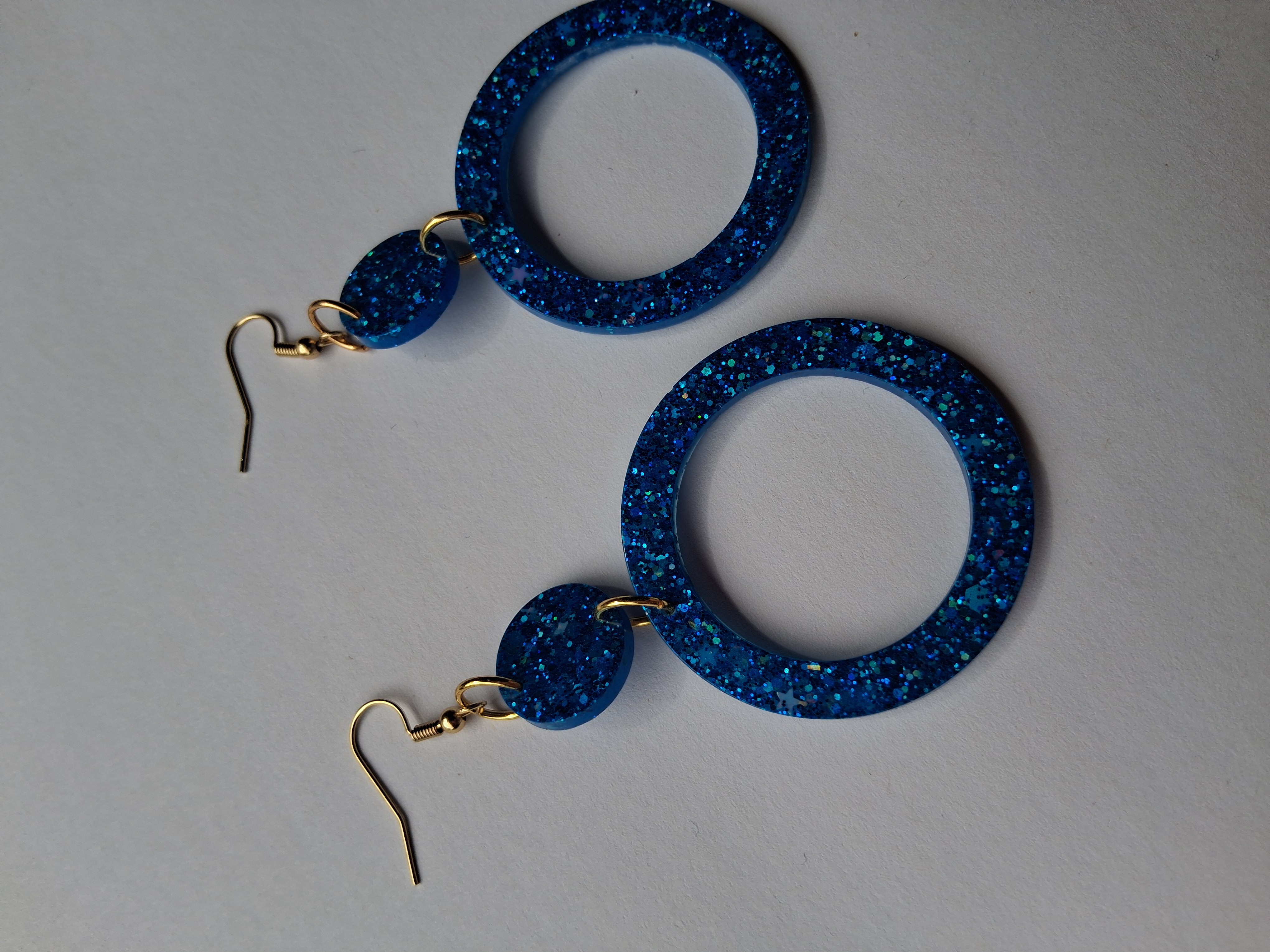 Blue Glitter Hoop Earrings