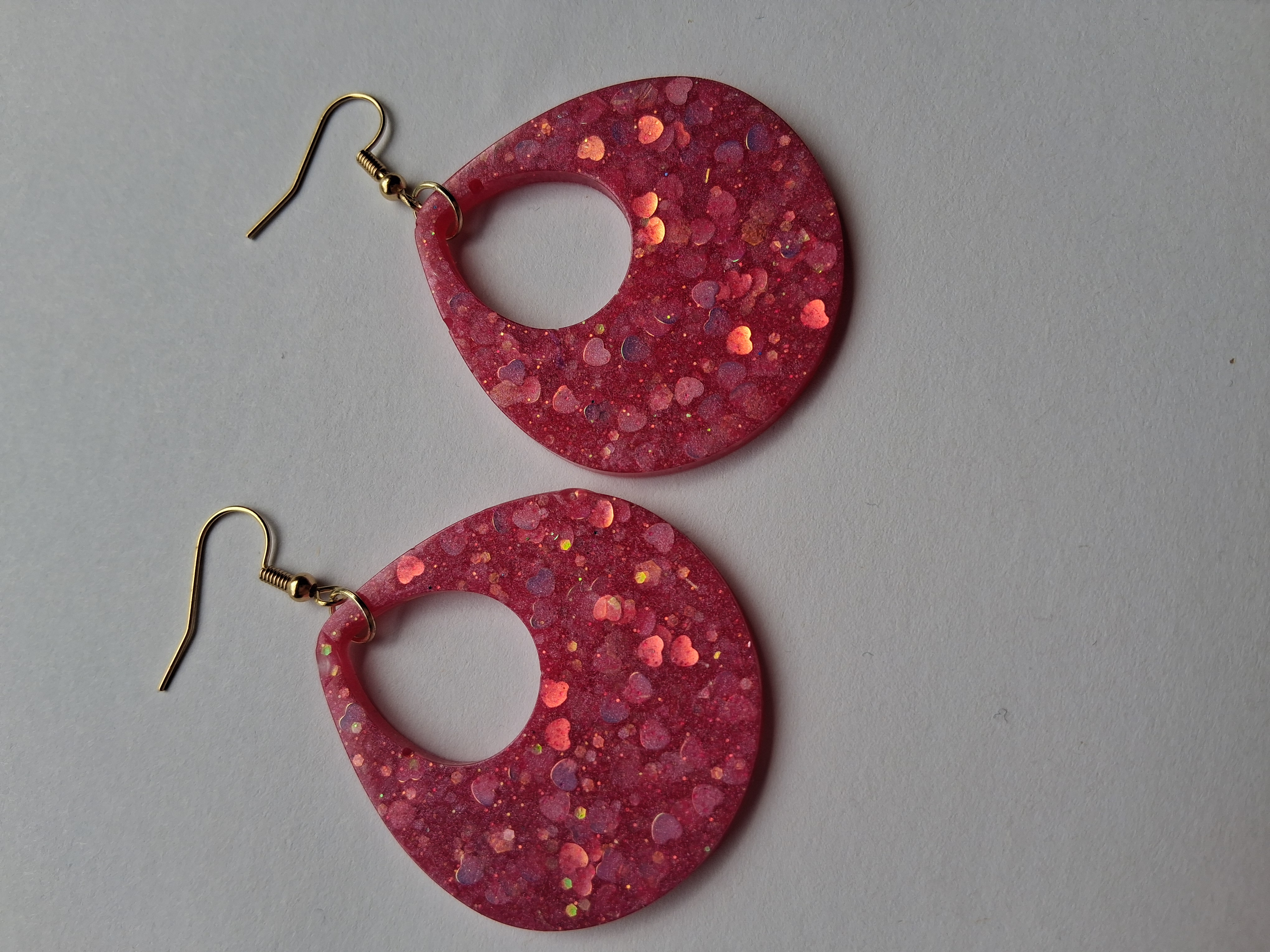 Pink Glitter Teardrop Earrings