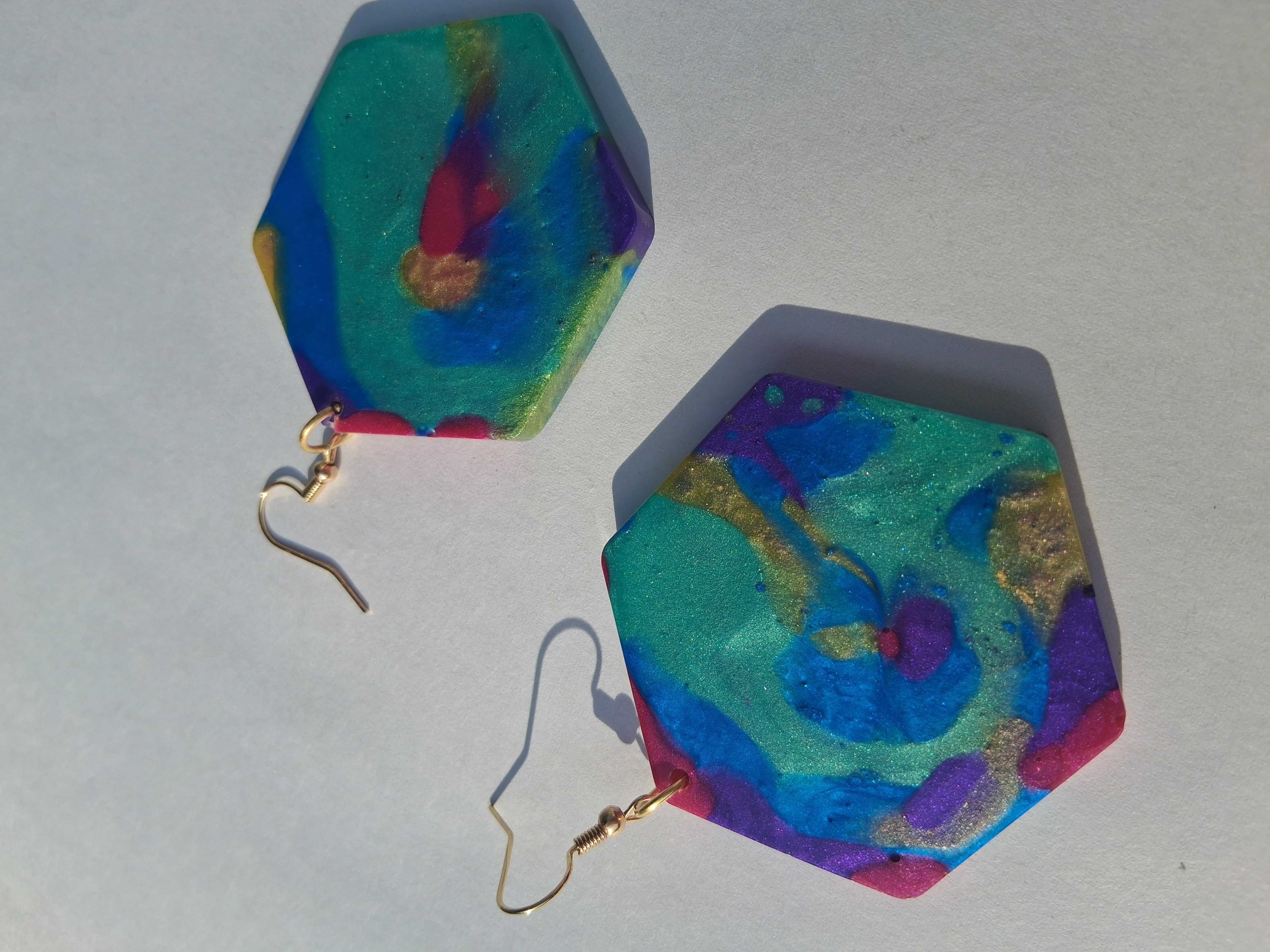 Hexagon Marble Earrings