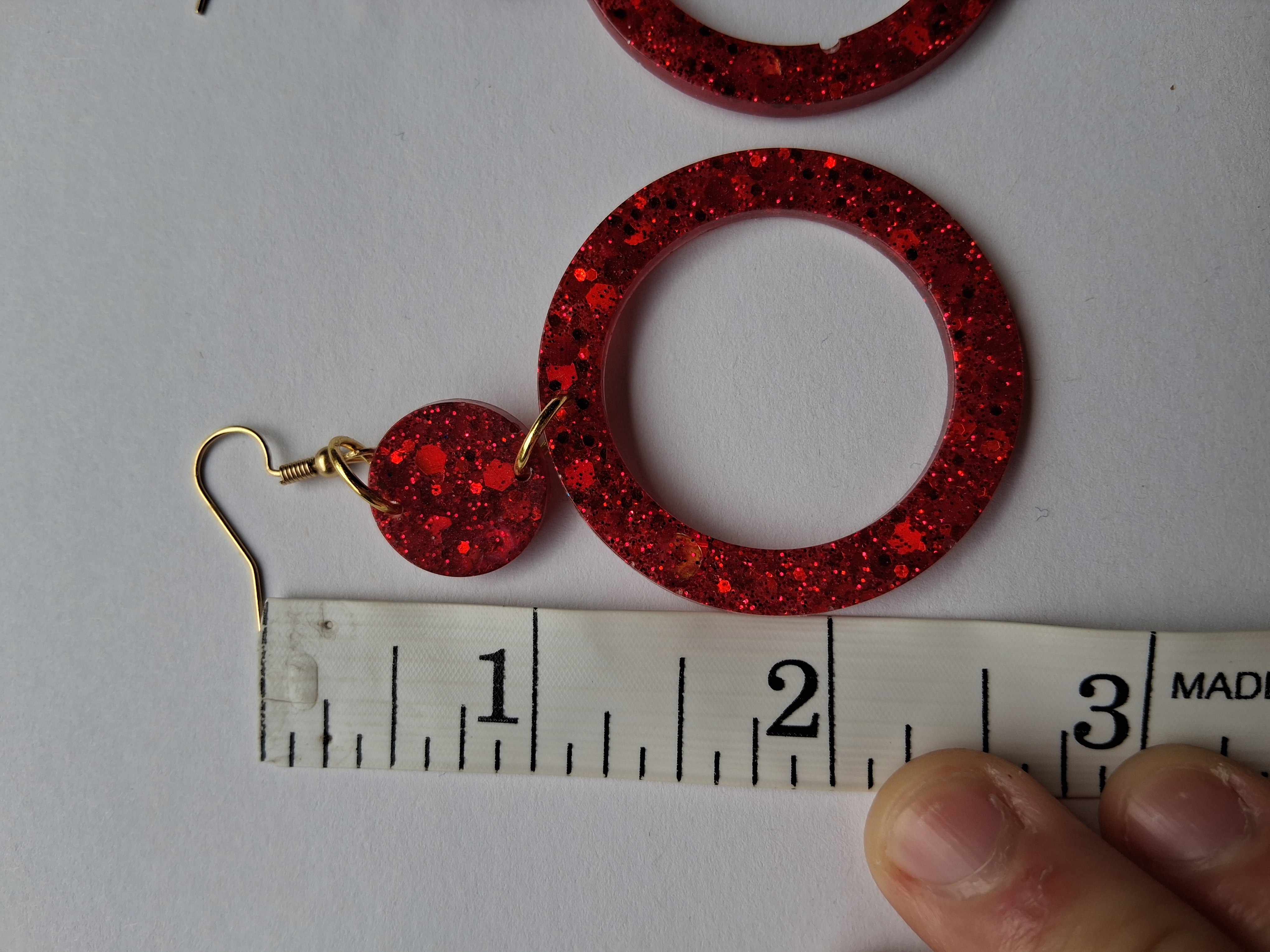 Red Glitter Hoop Earrings