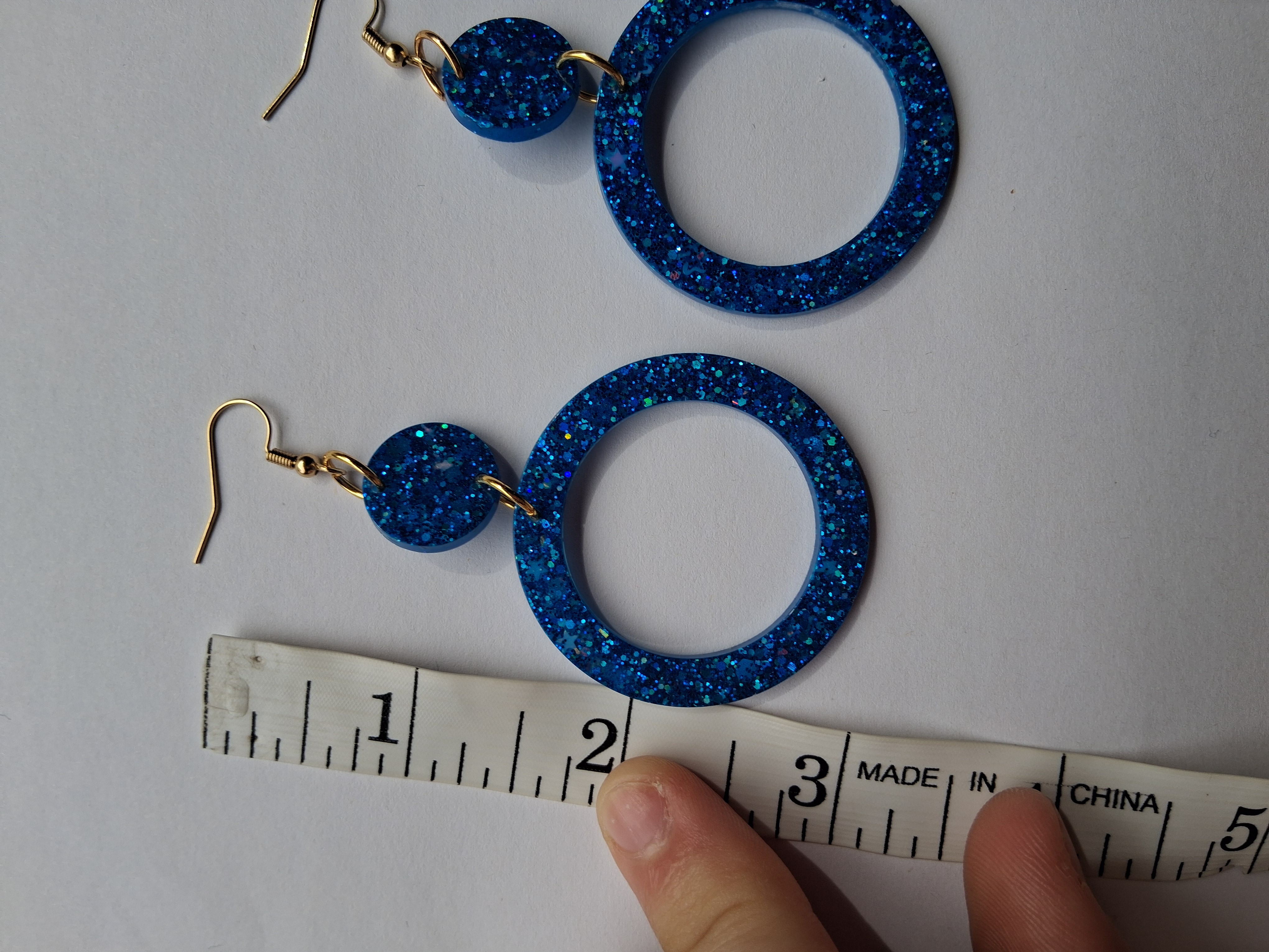 Blue Glitter Hoop Earrings