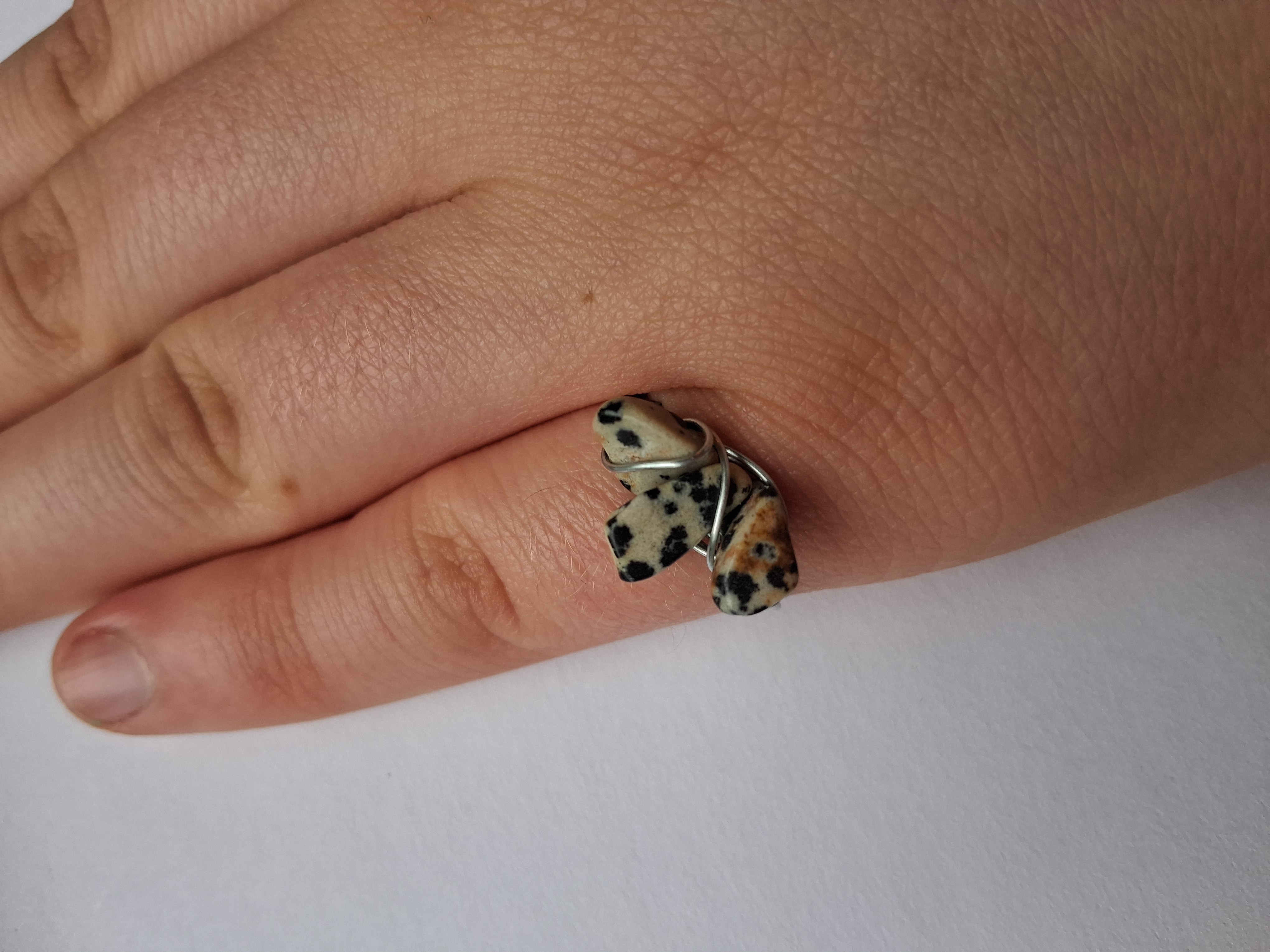Dalmatian Jasper Wire Wrapped Ring Sz 6