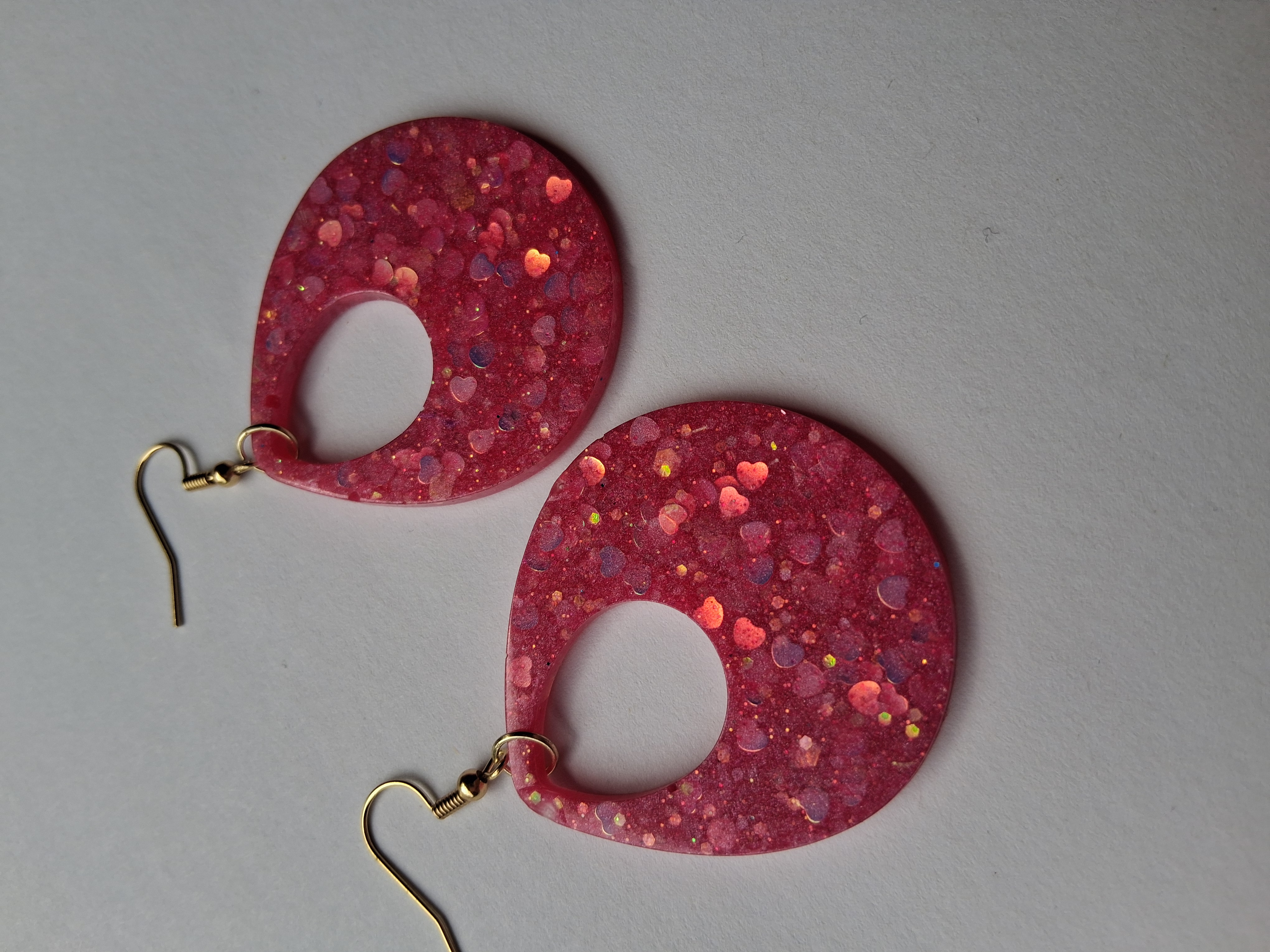 Pink Glitter Teardrop Earrings