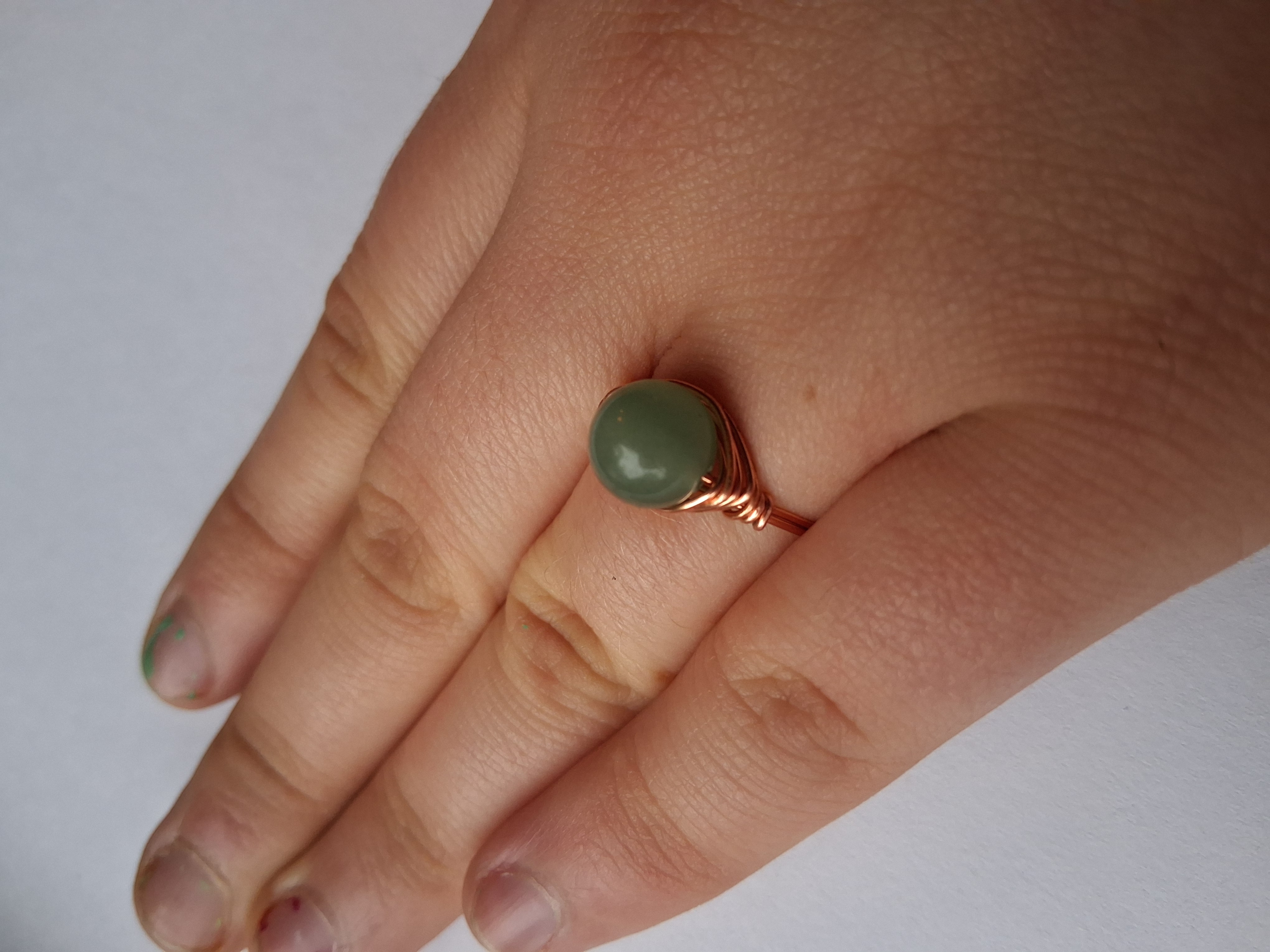 Green Aventurine Wire Wrapped Ring Sz 7.5