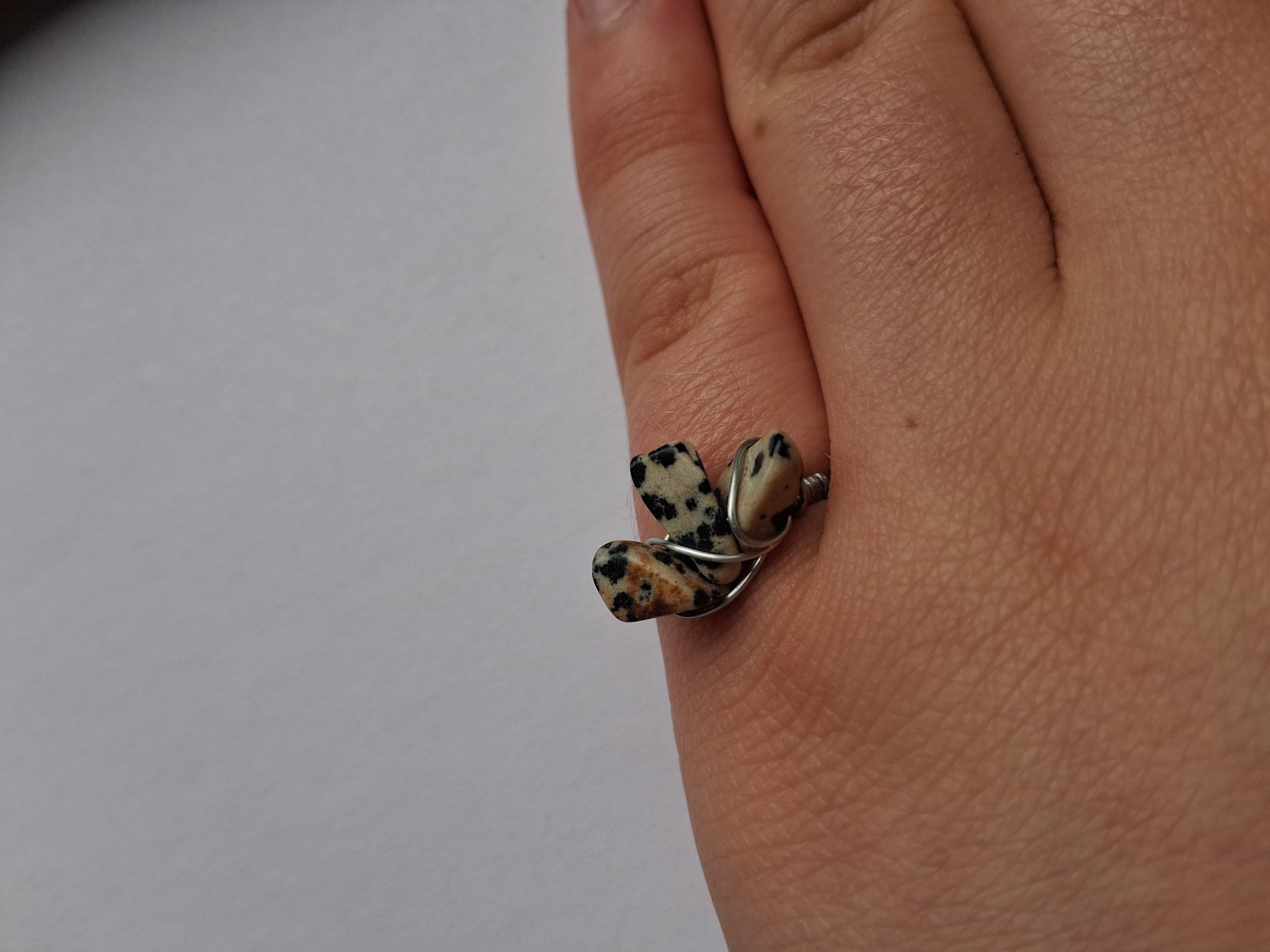 Dalmatian Jasper Wire Wrapped Ring Sz 6