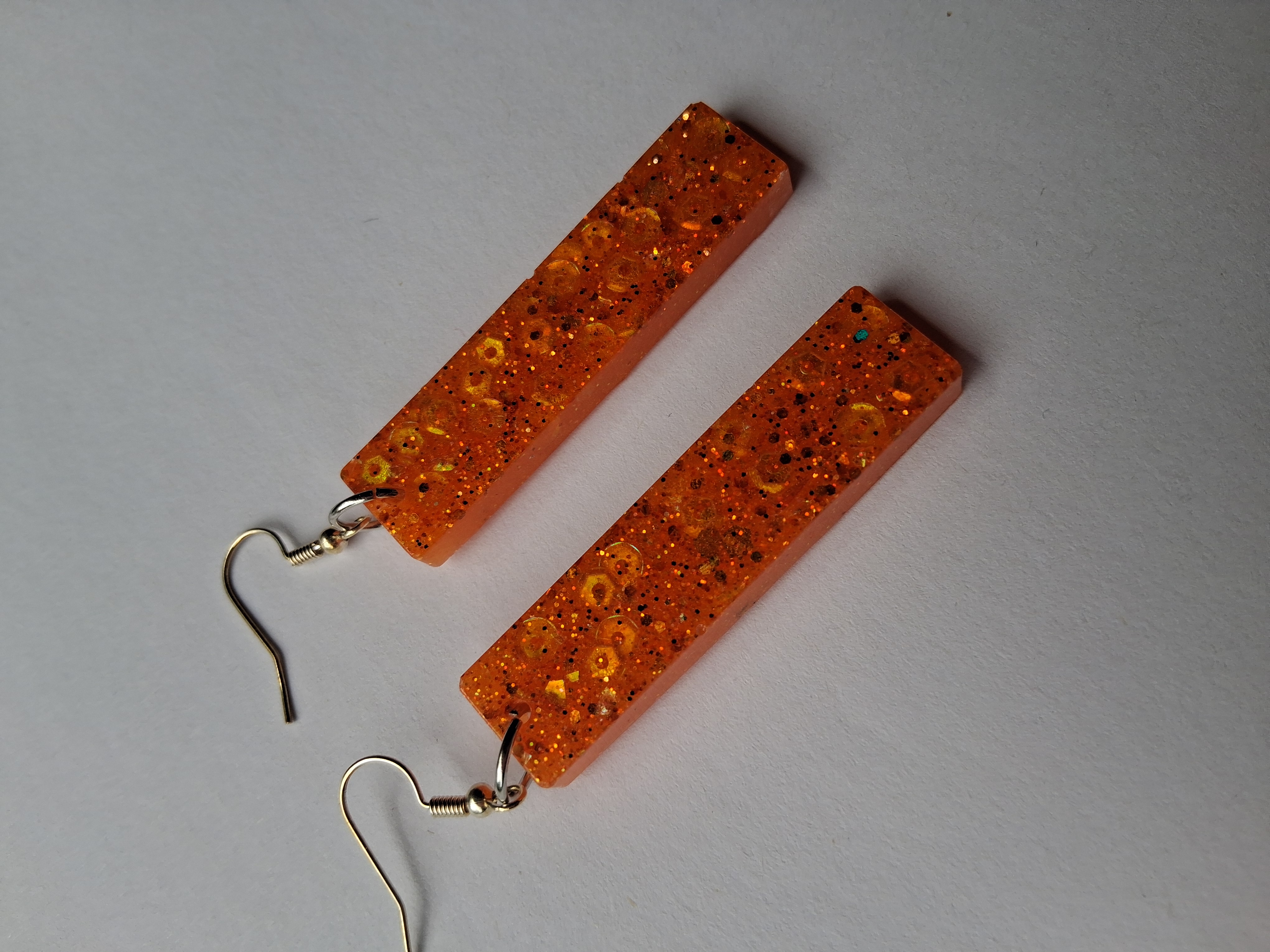 Orange Glitter Resin Earrings