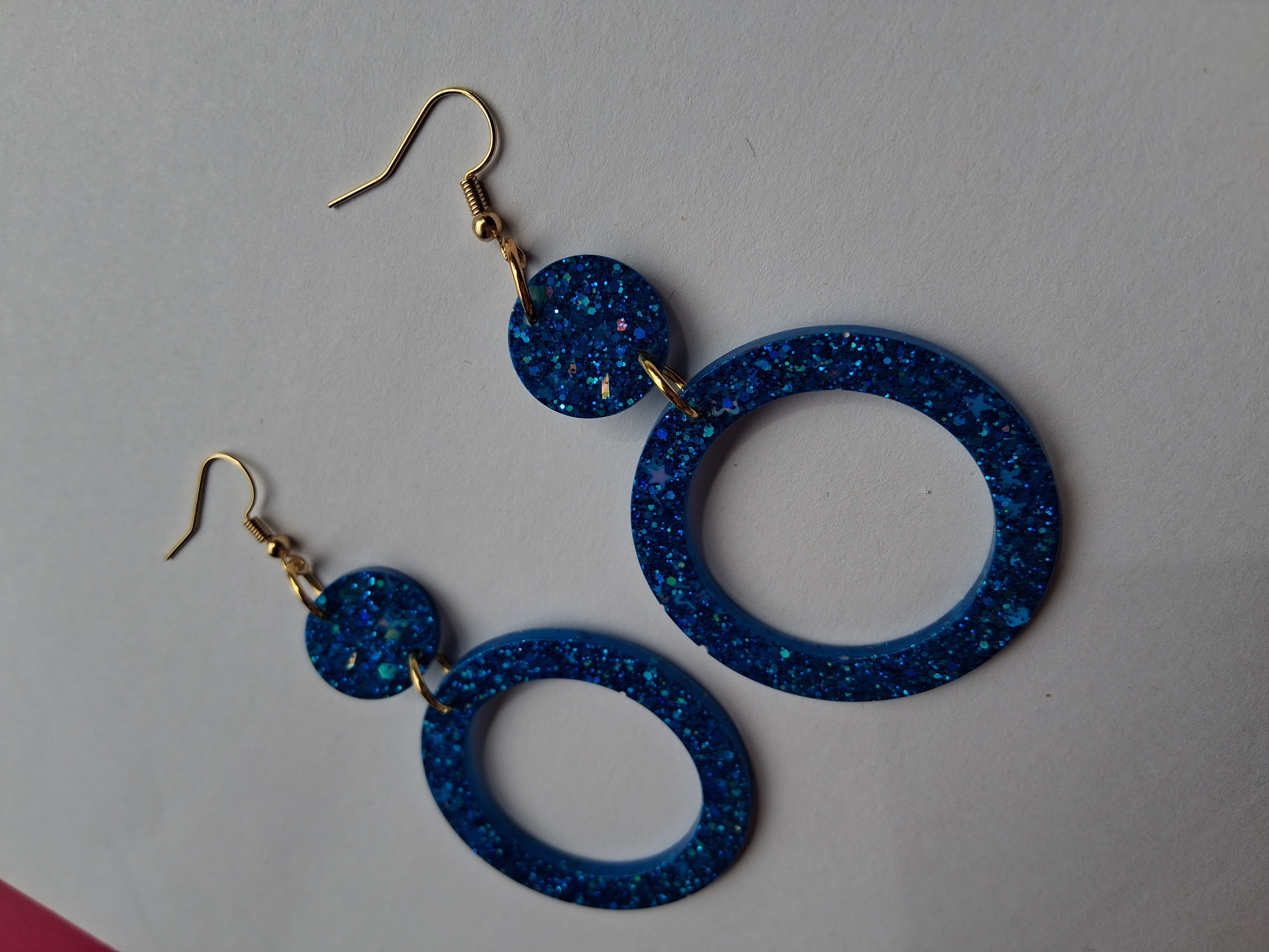 Blue Glitter Hoop Earrings