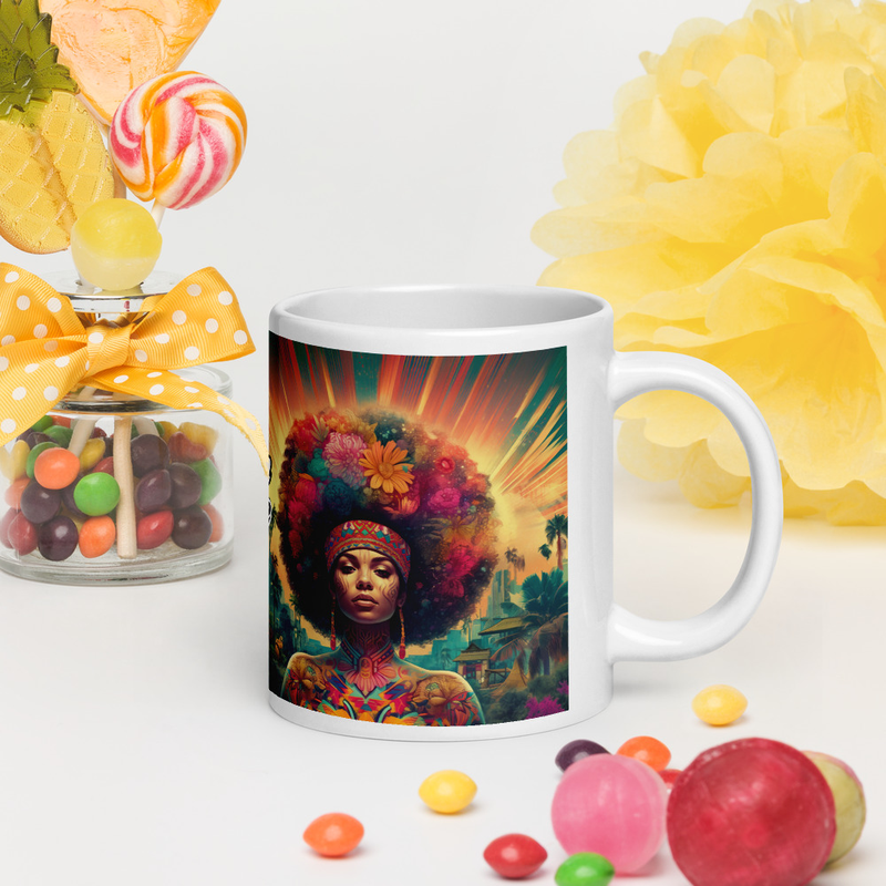 Queen Mode Floral Afro Mug