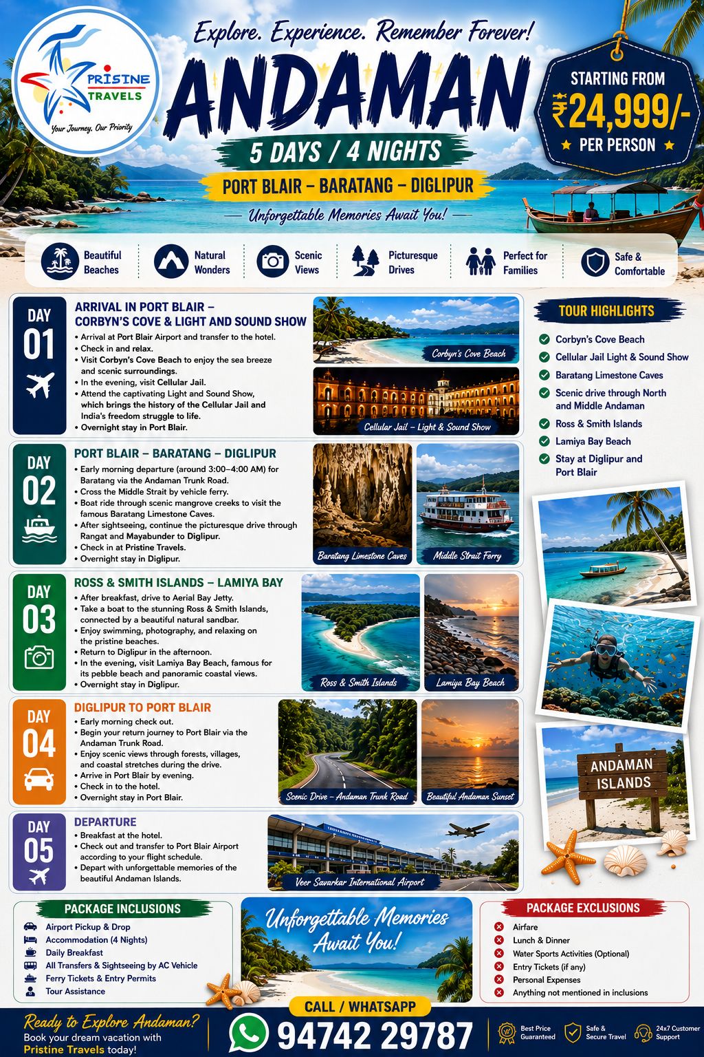 North Andaman Exclusive Tour Package (5 Days / 4 Nights)