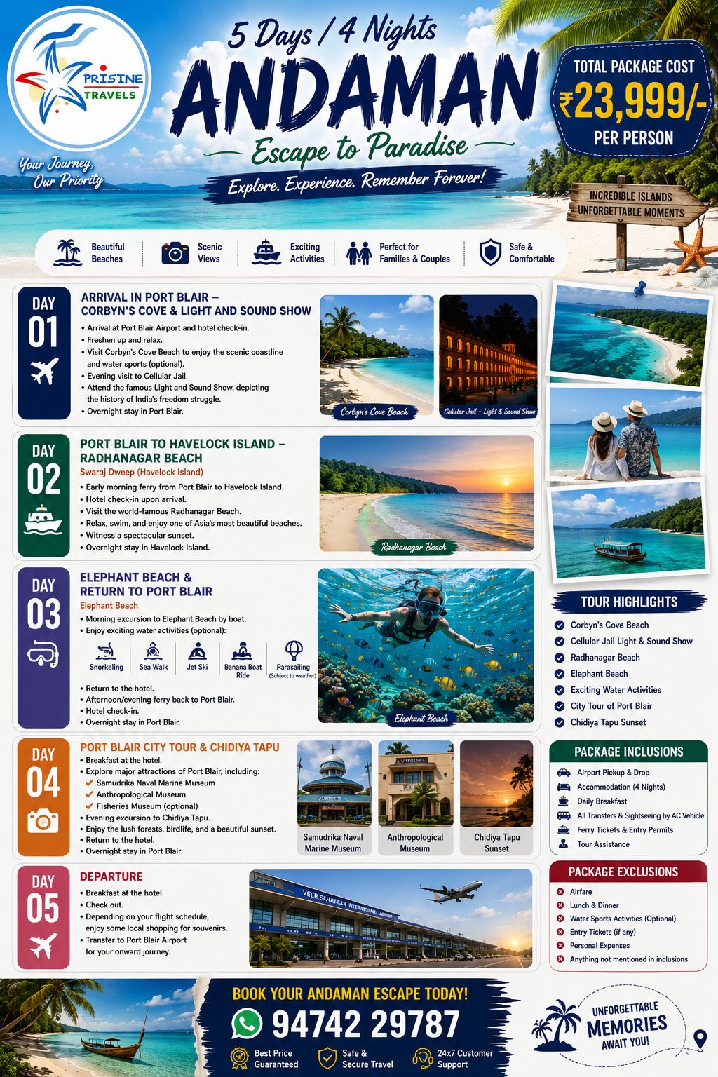 North Andaman Exclusive Tour Package (5 Days / 4 Nights)