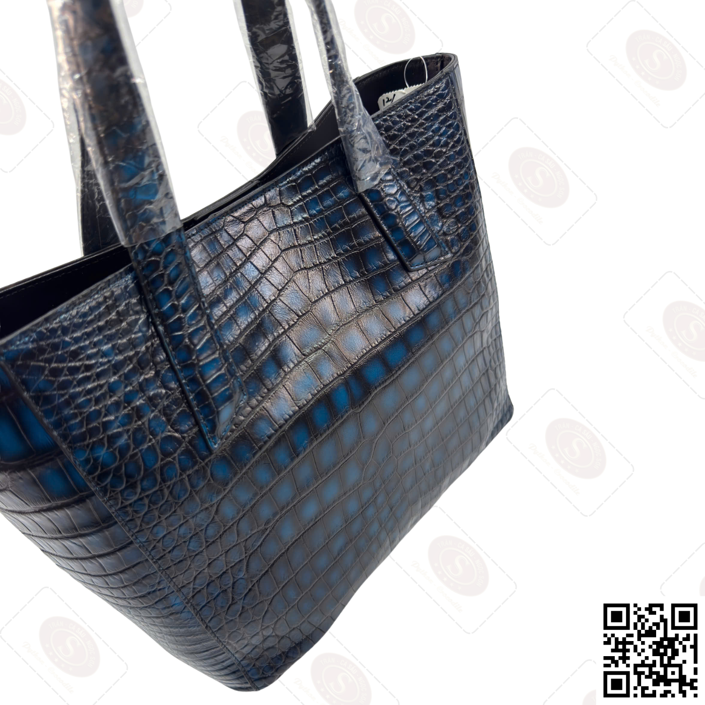 Túi Tote Da Cá Sấu Patina Sapphire – Đỉnh Cao Thời Trang Thượng Lưu