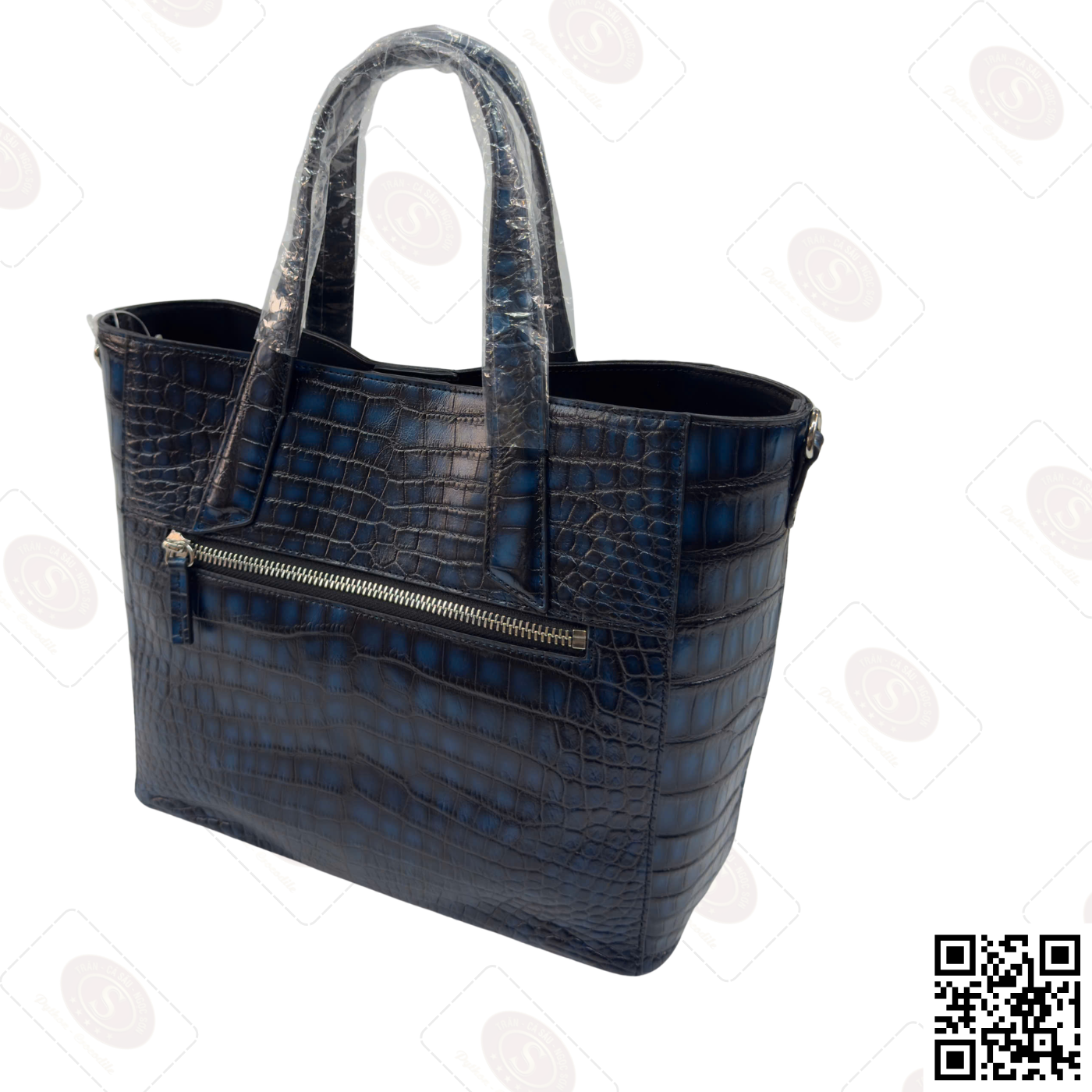 Túi Tote Da Cá Sấu Patina Sapphire – Đỉnh Cao Thời Trang Thượng Lưu