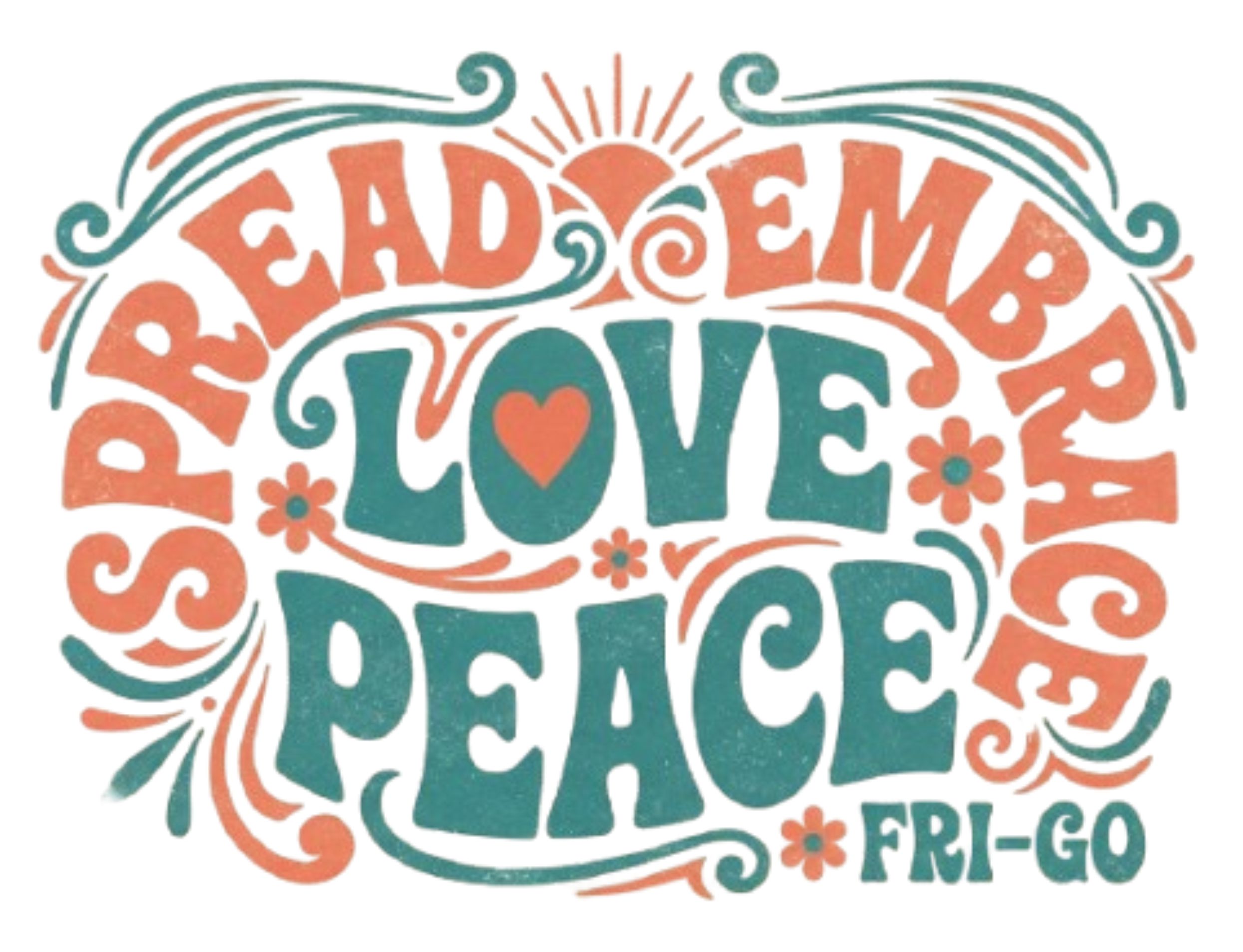 T-shirt in cotone con grafica peace&love