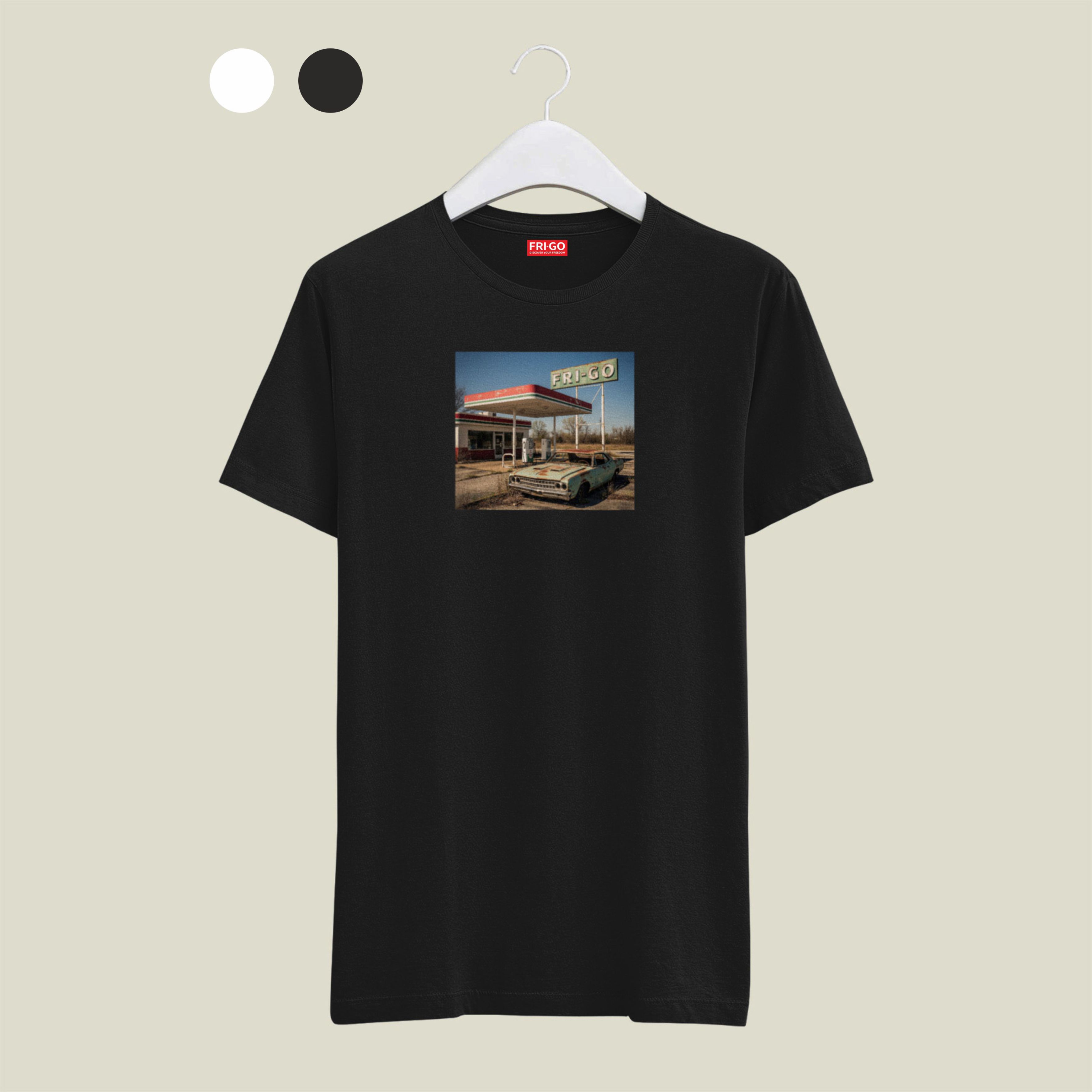 T-shirt in cotone con grafica oil station