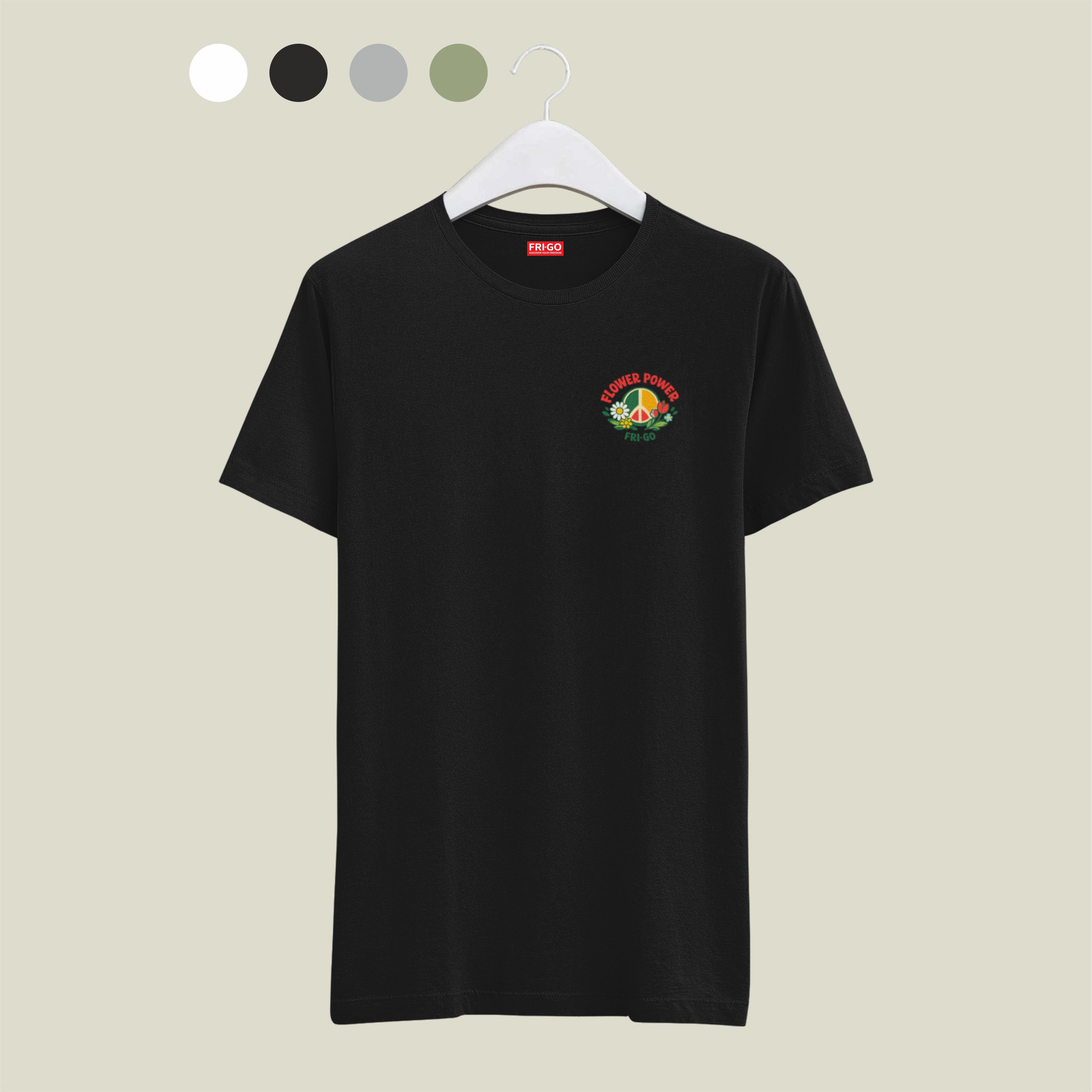 T-shirt in cotone con grafica flower power