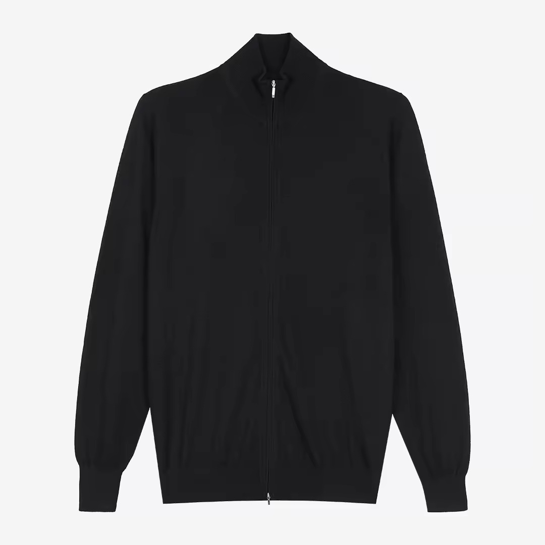 Men's Black Zip-Up Cardigan