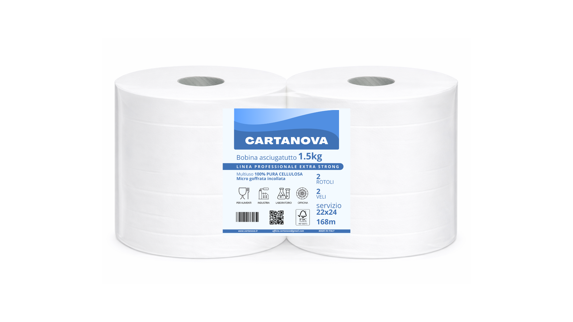 Rotolone Bobina Carta Industriale Alimentare 1,5kg (3kg la coppia) PURA CELLULOSA