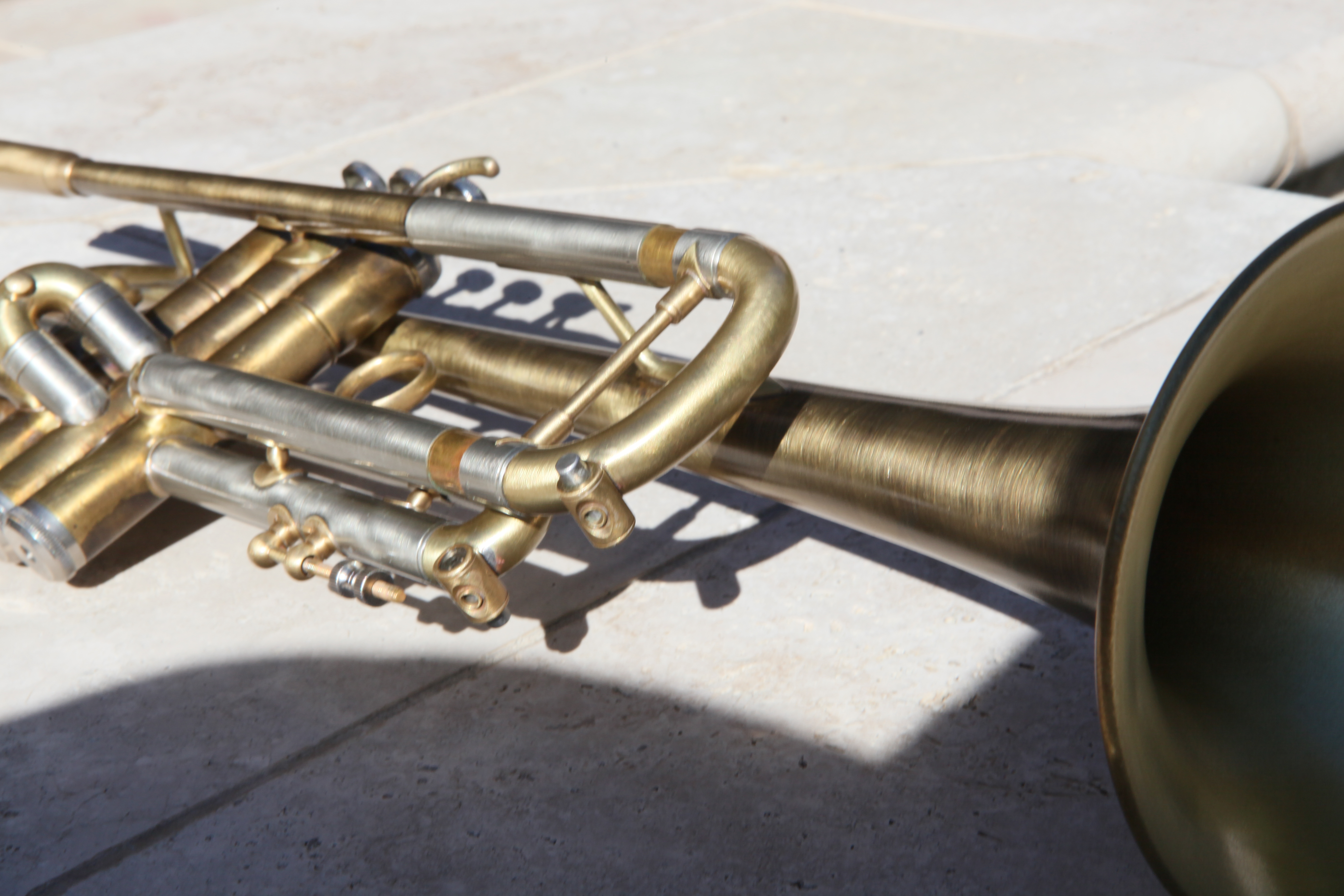 Before and After: Kanstul Fullerton Trumpet Late 1980s Antique Brushed Patina - Clear Epoxy Lacquer