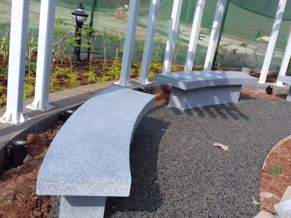 Curved Stone Outdoor FRP Bench