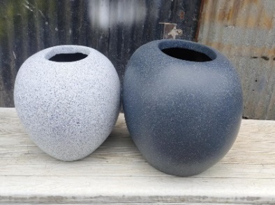 Set of Modern Stone Finish Vases