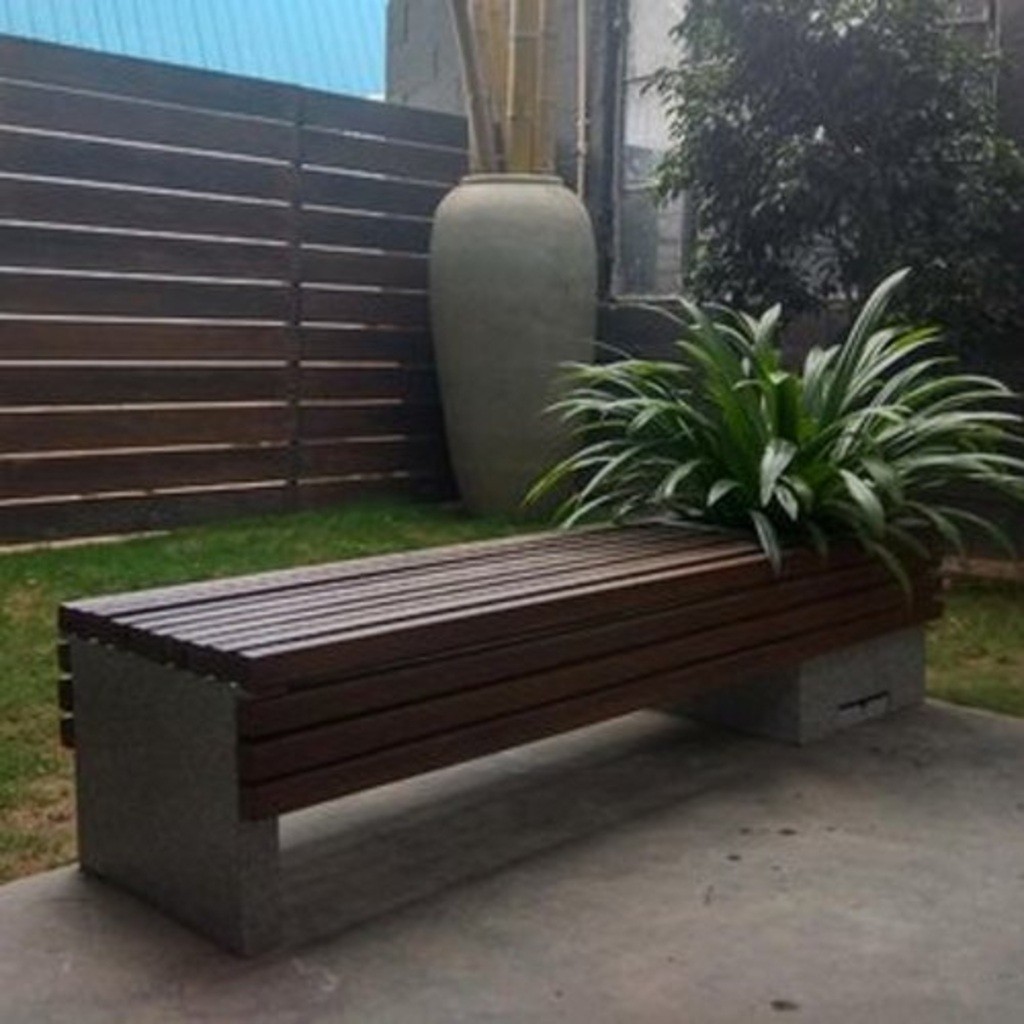 Modern Wooden Planter Bench