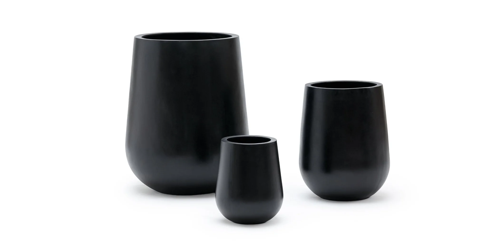 Modern Black Ceramic Finish Planter Set
