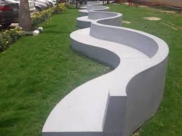 Modern Wave Concrete finish FRP Bench